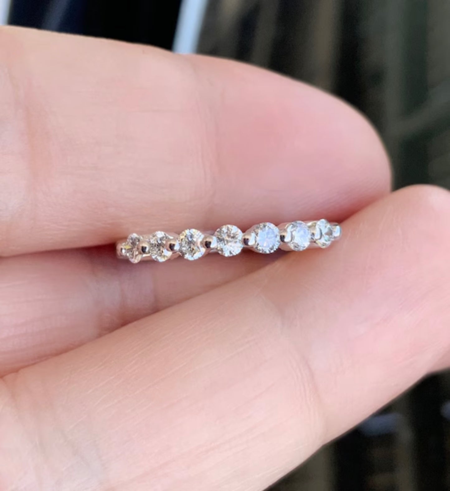 Floating Diamond Bubble Ring/ 7 Stone Lab Grown Diamond Wedding Band/ 2.3mm Prong Lab Grown Diamond Bubble Band/ 7th Anniversary Ring