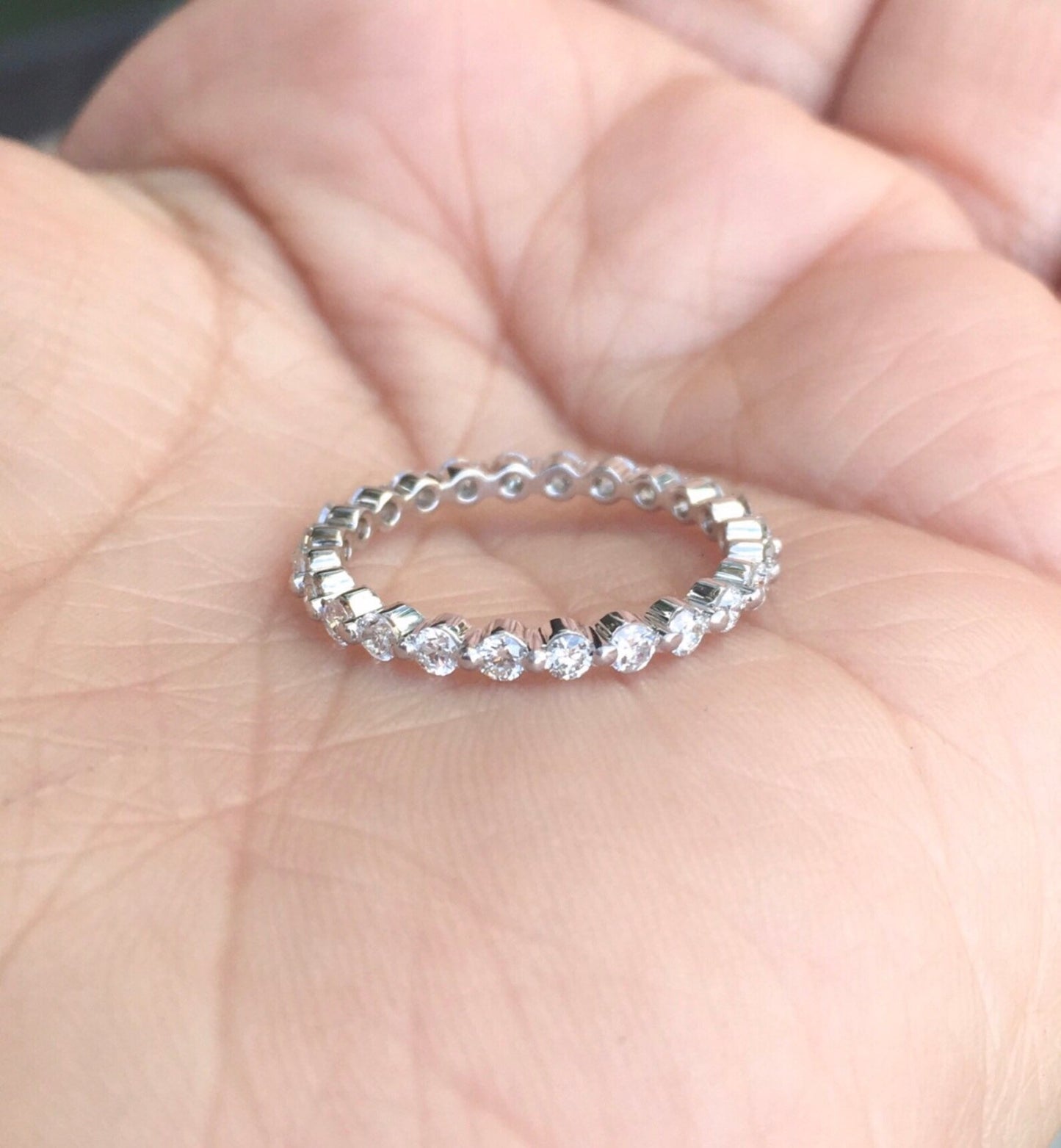 Lab Grown Diamond Floating Bubble Ring/ 1 Carat Diamond Wedding Band/ 2.3mm Full Eternity Ring/ One Prong Diamond Infinity/ Gold or Platinum