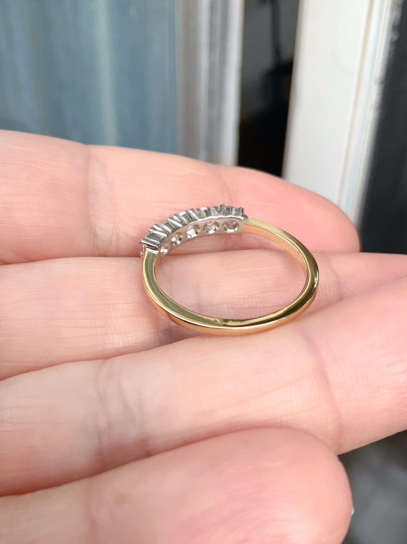 Five Stone Diamond Ring/ Two Tone Gold Prong Set Ring with 5 Lab Grown Diamonds/ Two Color 10K 14K 18K 5th Wedding Anniversary Diamond Ring