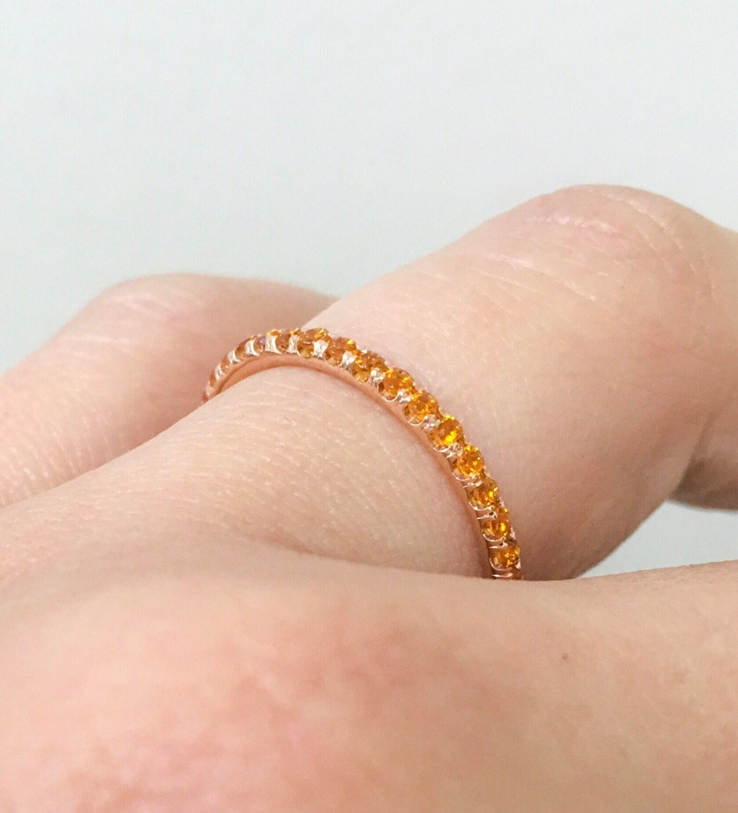 Citrine Pave Half Eternity Band/ 1.8mm Citrine Pave Infinity Ring/ Citrine Guard Band/ Citrine Wedding Anniversary Band/ November Stacking