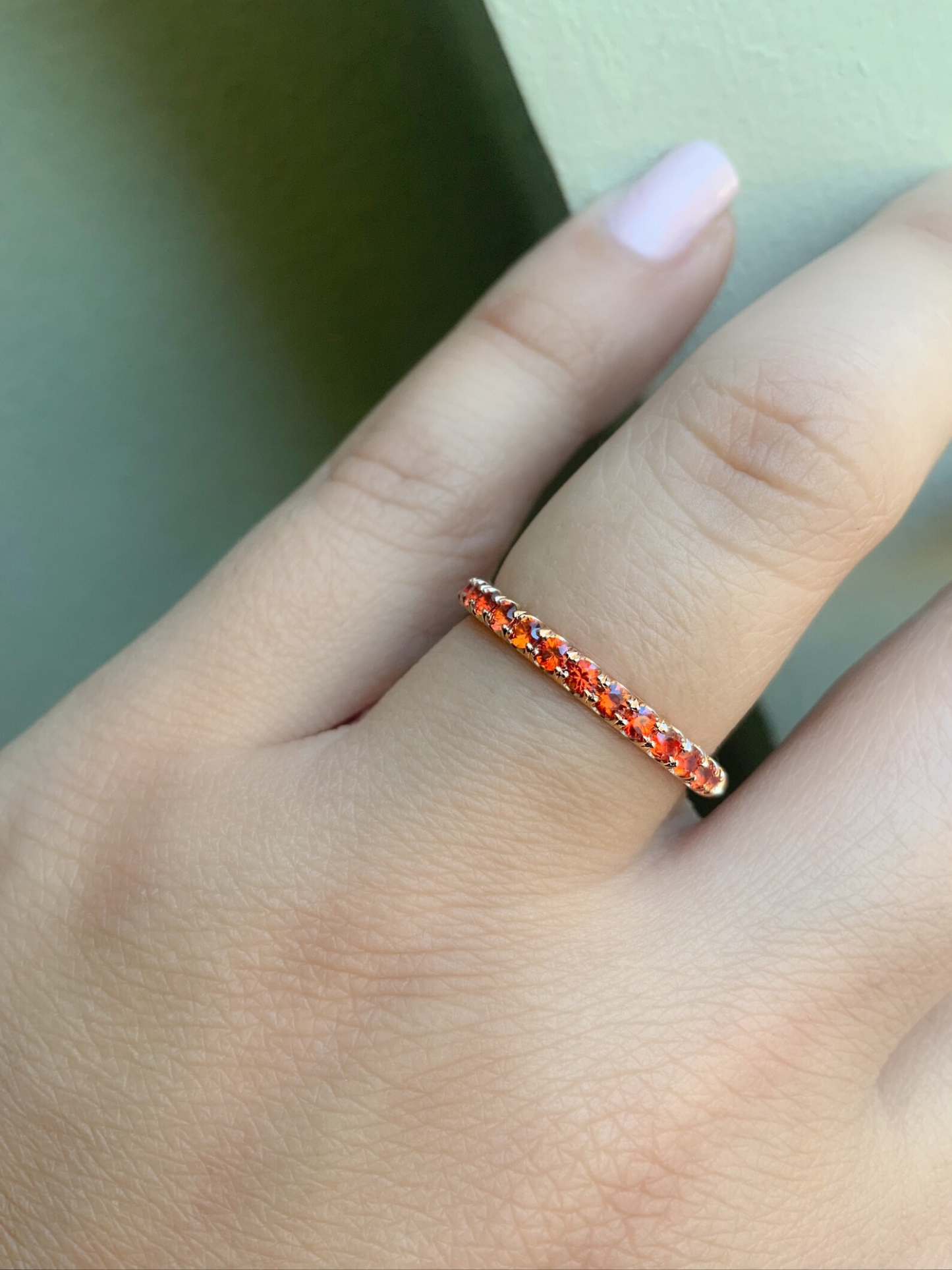 Reserved for Pat ONLY/ 3mm Full Eternity Orange Sapphire Band