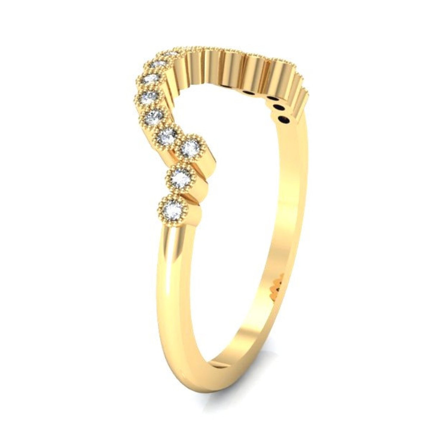 Natural Diamond Tracer Half Eternity 2.3 MM Ring/ Solitaire Diamond Wrap Guard Curve Pave Band/ Diamond Crown Contour Ring/ 14K 18K Platinum