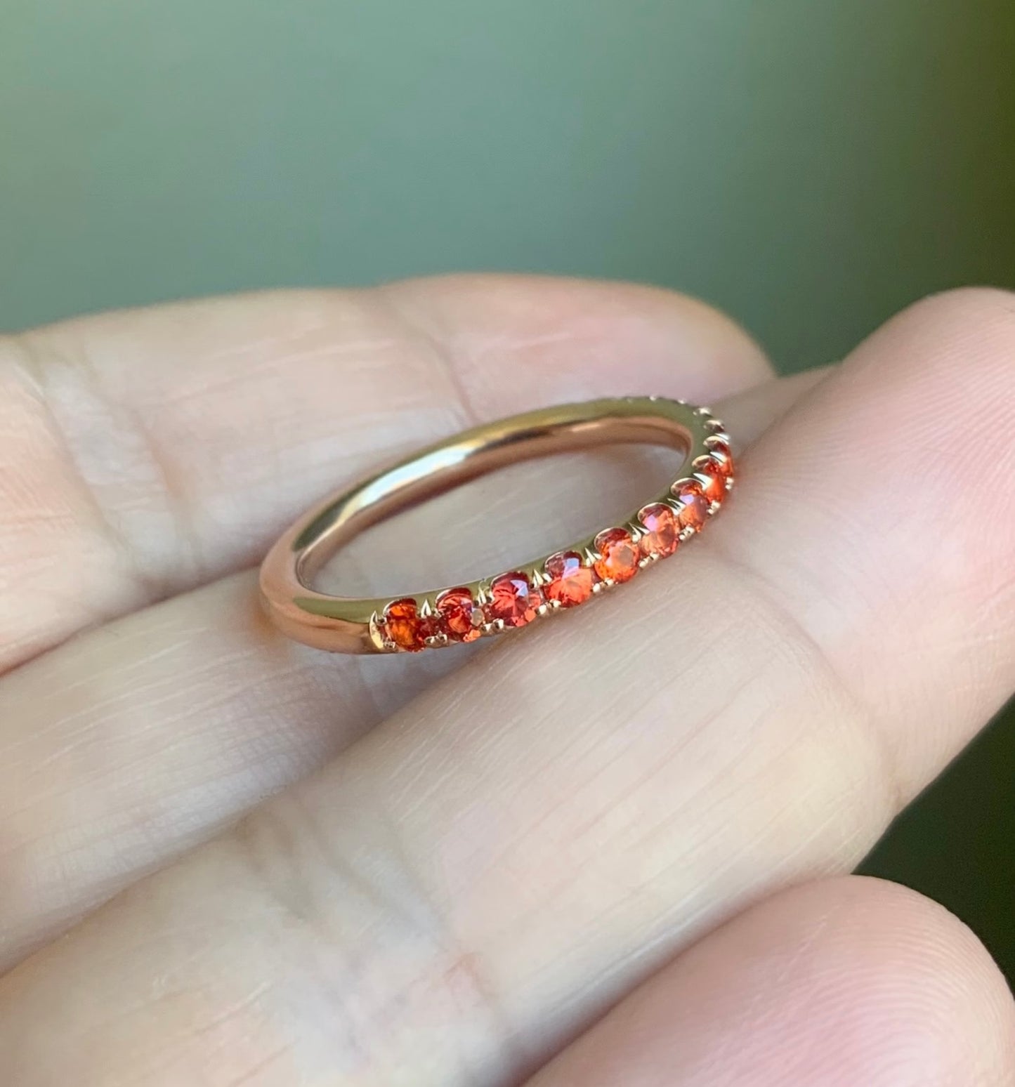 Reserved for Pat ONLY/ 3mm Full Eternity Orange Sapphire Band