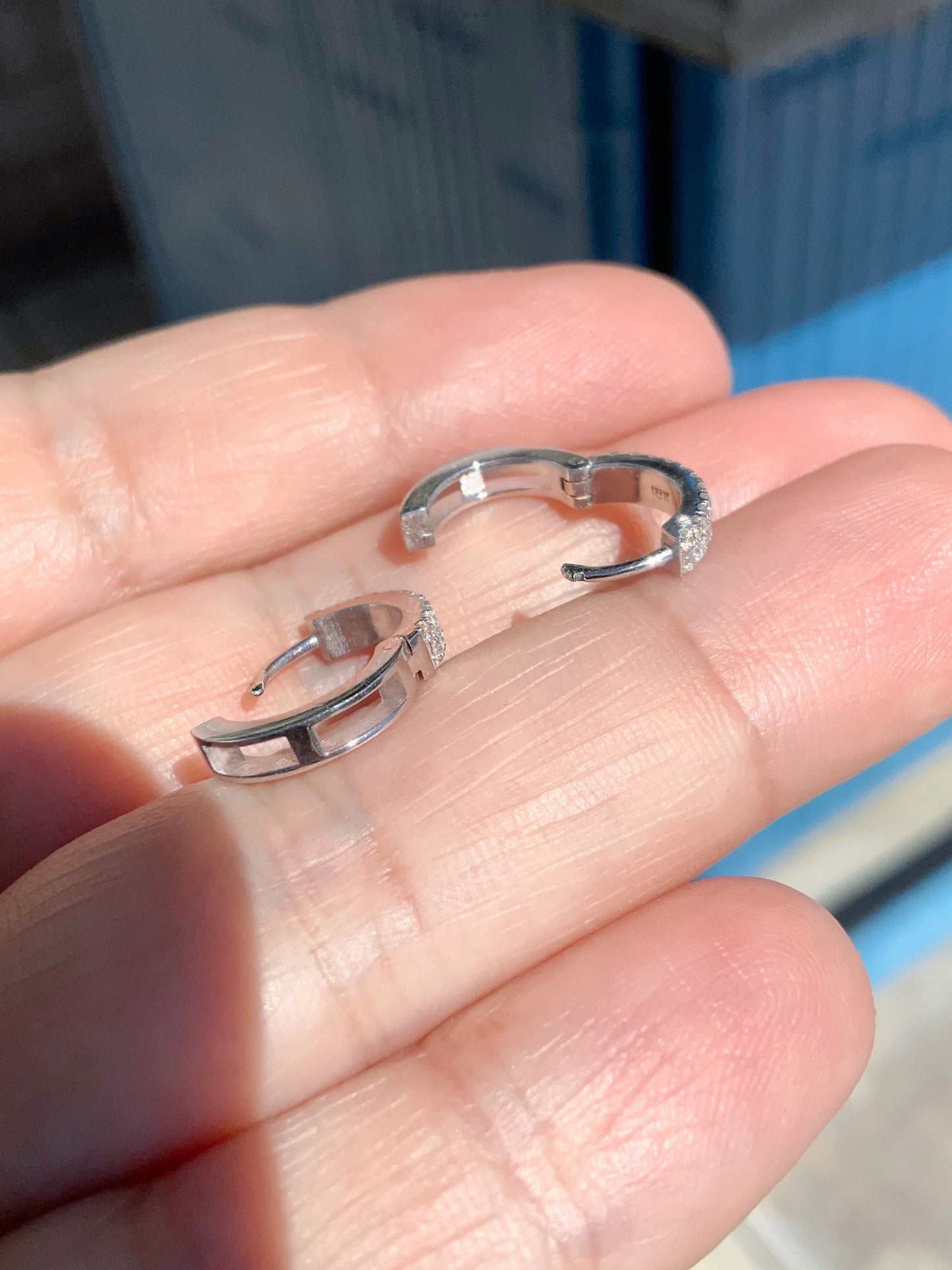 Double Row Diamond Hoop Earring/ 2 Row Pave Huggie/ 12mm Mini Hoop/ Small Helix Diamond Hoop/ Sold in SINGLE or PAIR/ 10K 14K 18K, Platinum