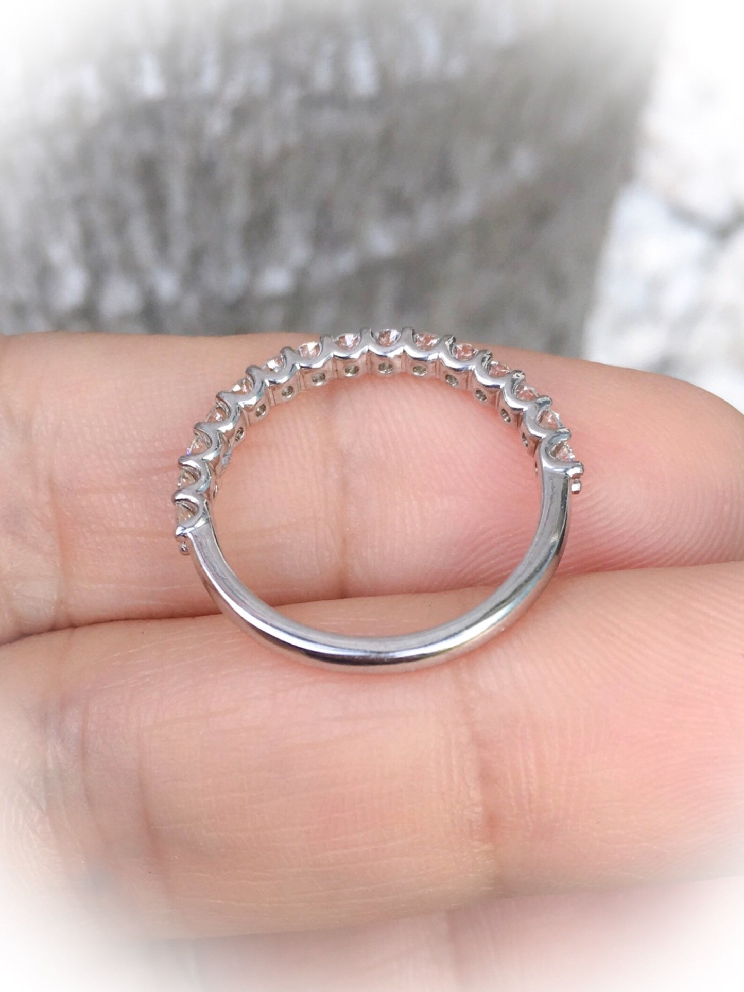 Lab Grown Diamond Half Eternity Ring/ U Prong Set 2.3mm/ Lab Grown Diamond Wedding Band/ Diamond Stacking Ring/ Solid Gold or Platinum