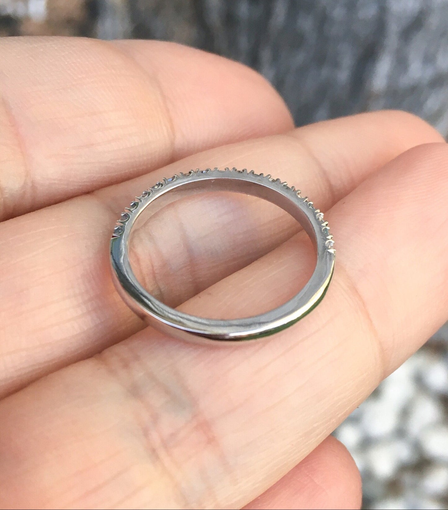 Blue Zircon Diamond Band/ 2mm Alternating Diamond Blue Zircon Pave Half Eternity Ring/ Diamond Blue Zircon Wedding Band or Anniversary Stack