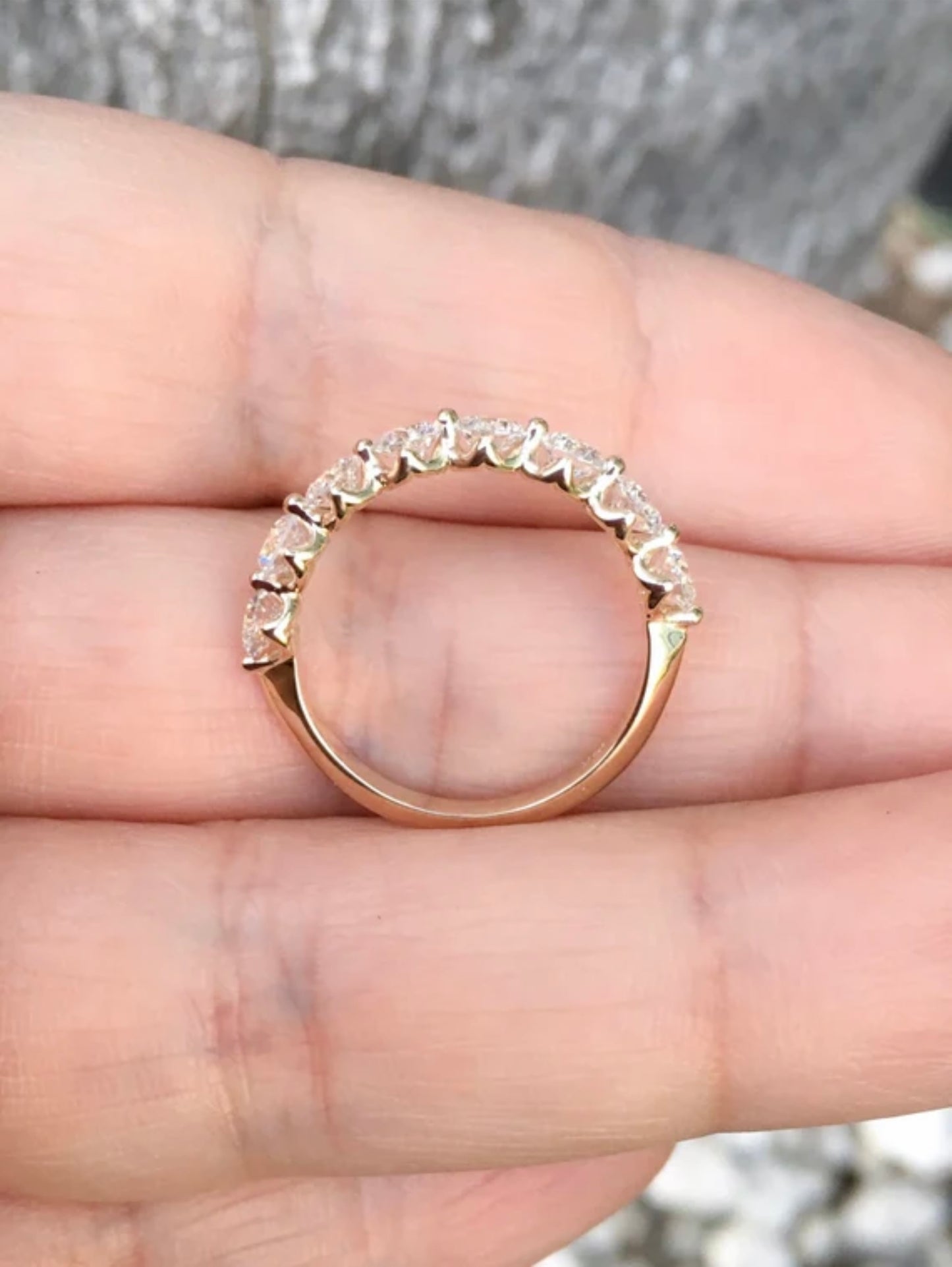 Lab Grown Diamond Bubble Ring/ 3.5mm 8 Stone Floating Diamond Ring/ Prong Set Large Diamond Band/ Women's Wedding Band/ 14K 18K or Platinum
