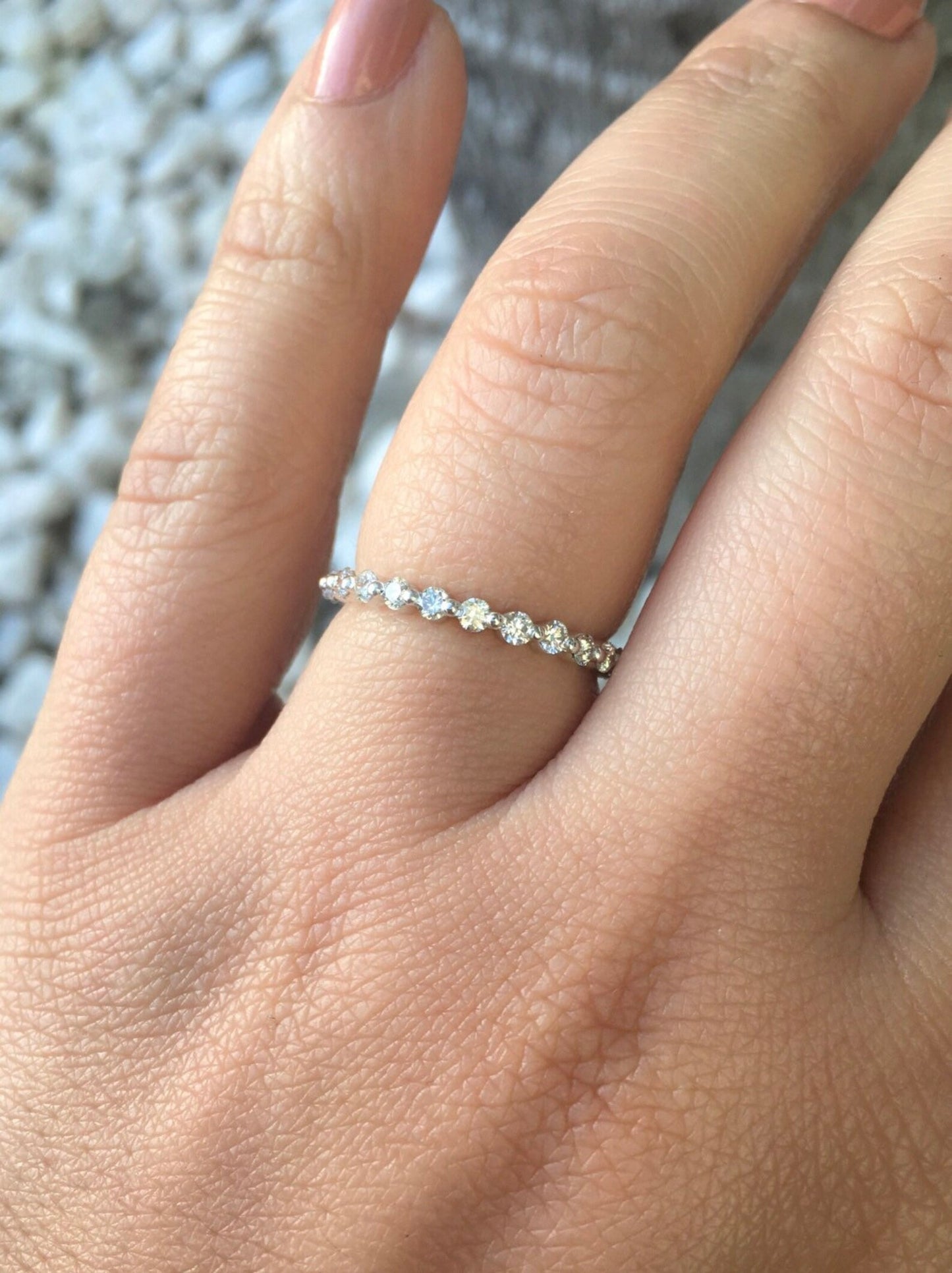 Lab Grown Diamond Floating Bubble Ring/ 1 Carat Diamond Wedding Band/ 2.3mm Full Eternity Ring/ One Prong Diamond Infinity/ Gold or Platinum