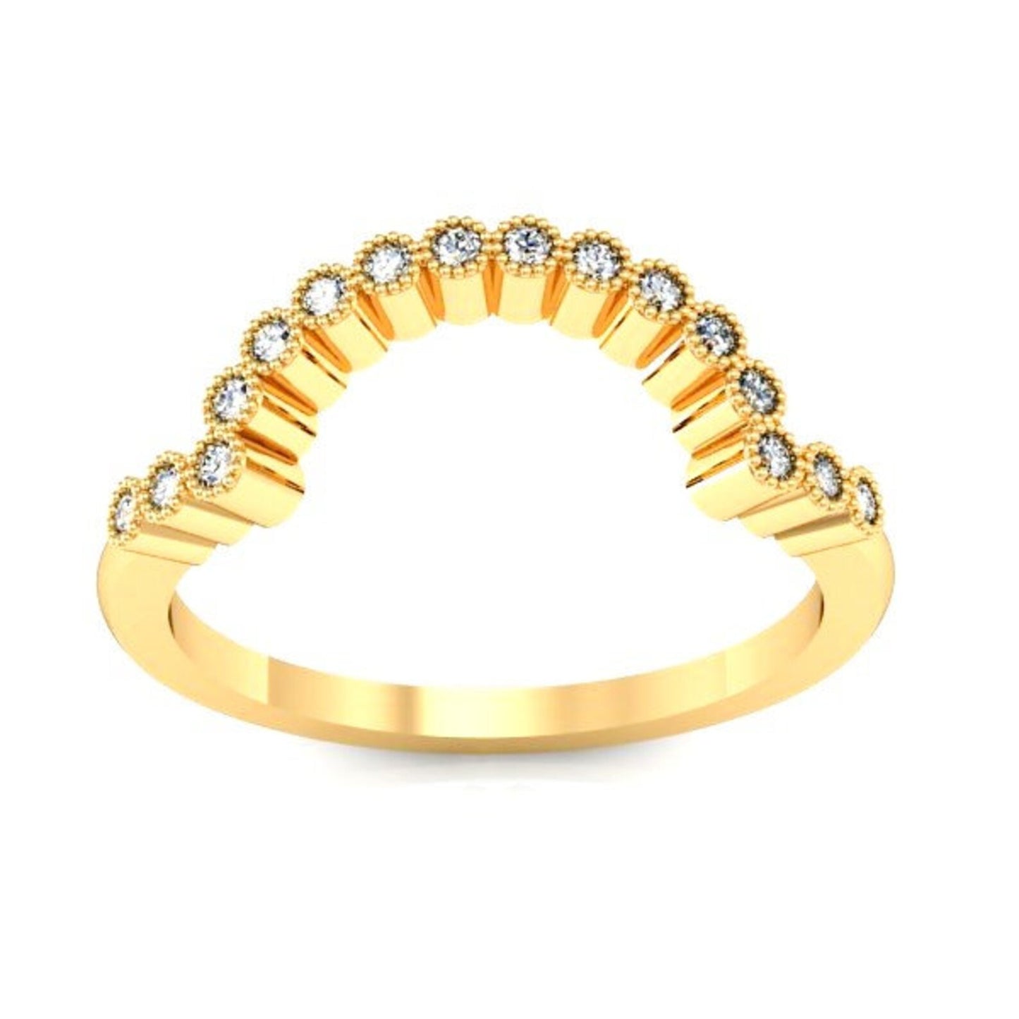 Natural Diamond Tracer Half Eternity 2.3 MM Ring/ Solitaire Diamond Wrap Guard Curve Pave Band/ Diamond Crown Contour Ring/ 14K 18K Platinum