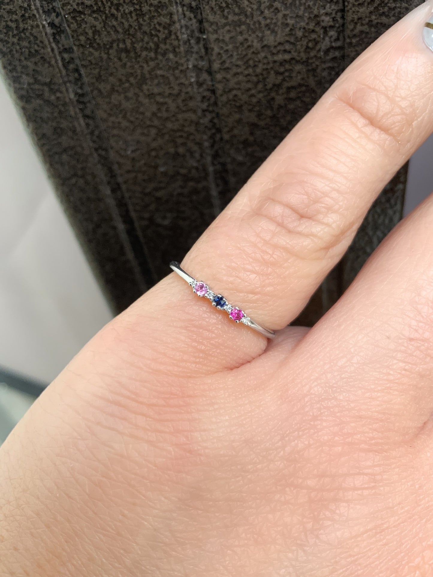 Delicate 3 Stone Mothers Ring/ Minimalist Personalized Family Birthstone Ring/ 3rd Anniversary Friendship Sibling Multi Stone Stacking Ring