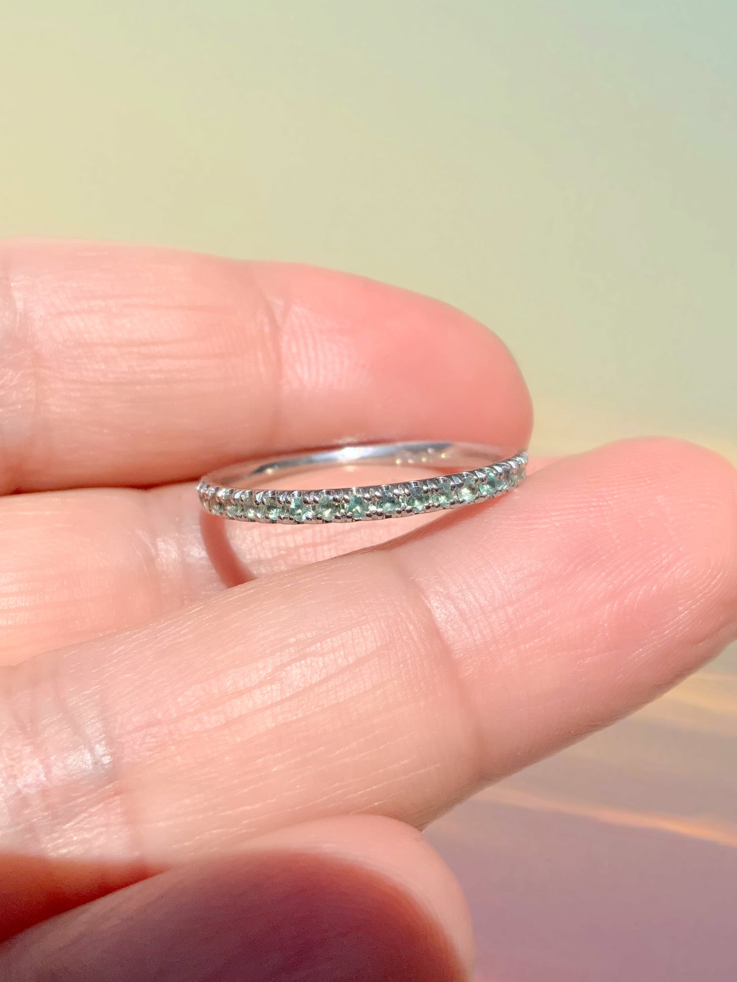Alexandrite Full Eternity Ring/ 2mm Pave Alexandrite Wedding Band/ June Birthstone Infinity Stacking Ring/ 10K, 14K, 18K or Platinum