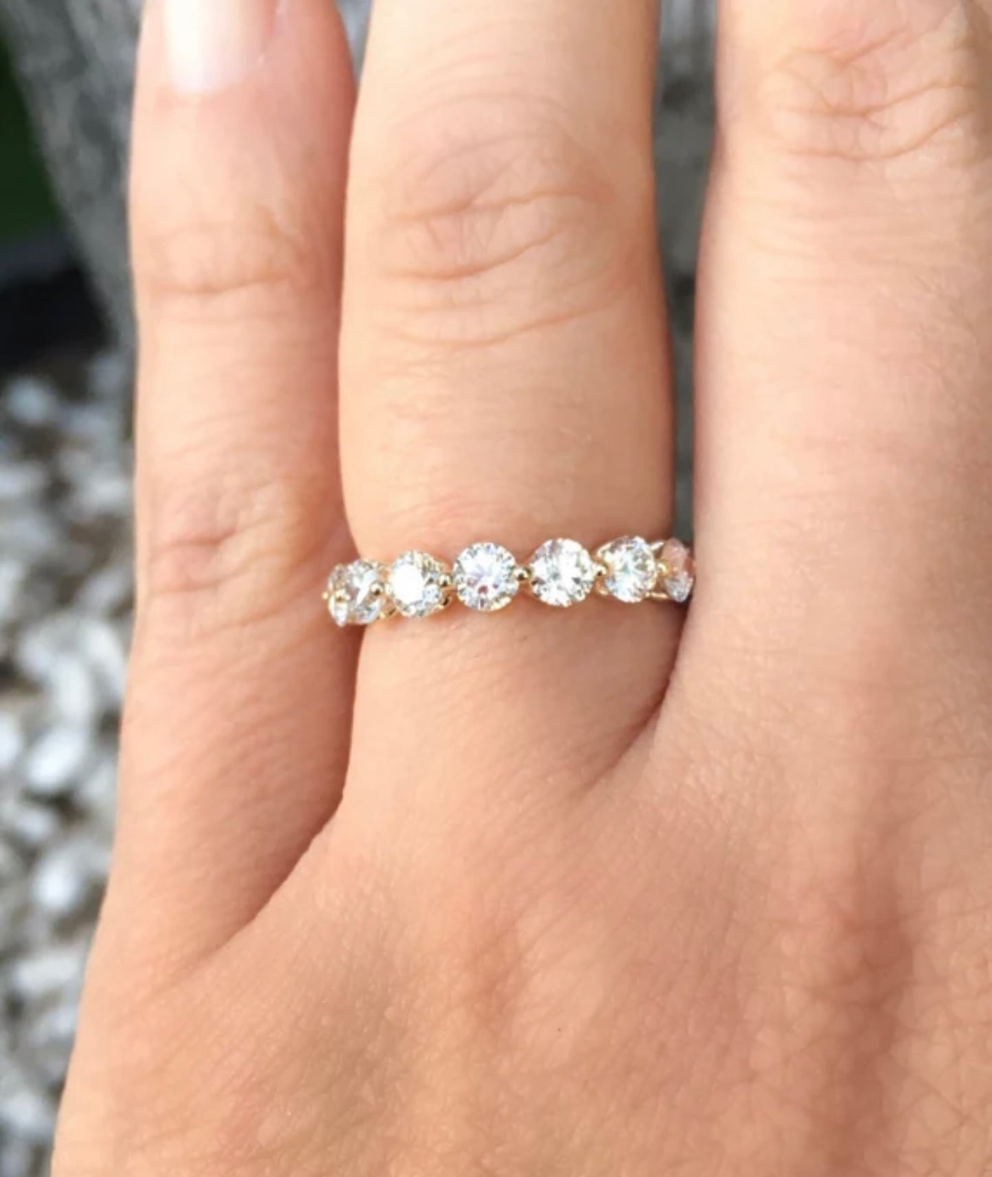 Lab Grown Diamond Bubble Ring/ 3.5mm 8 Stone Floating Diamond Ring/ Prong Set Large Diamond Band/ Women's Wedding Band/ 14K 18K or Platinum