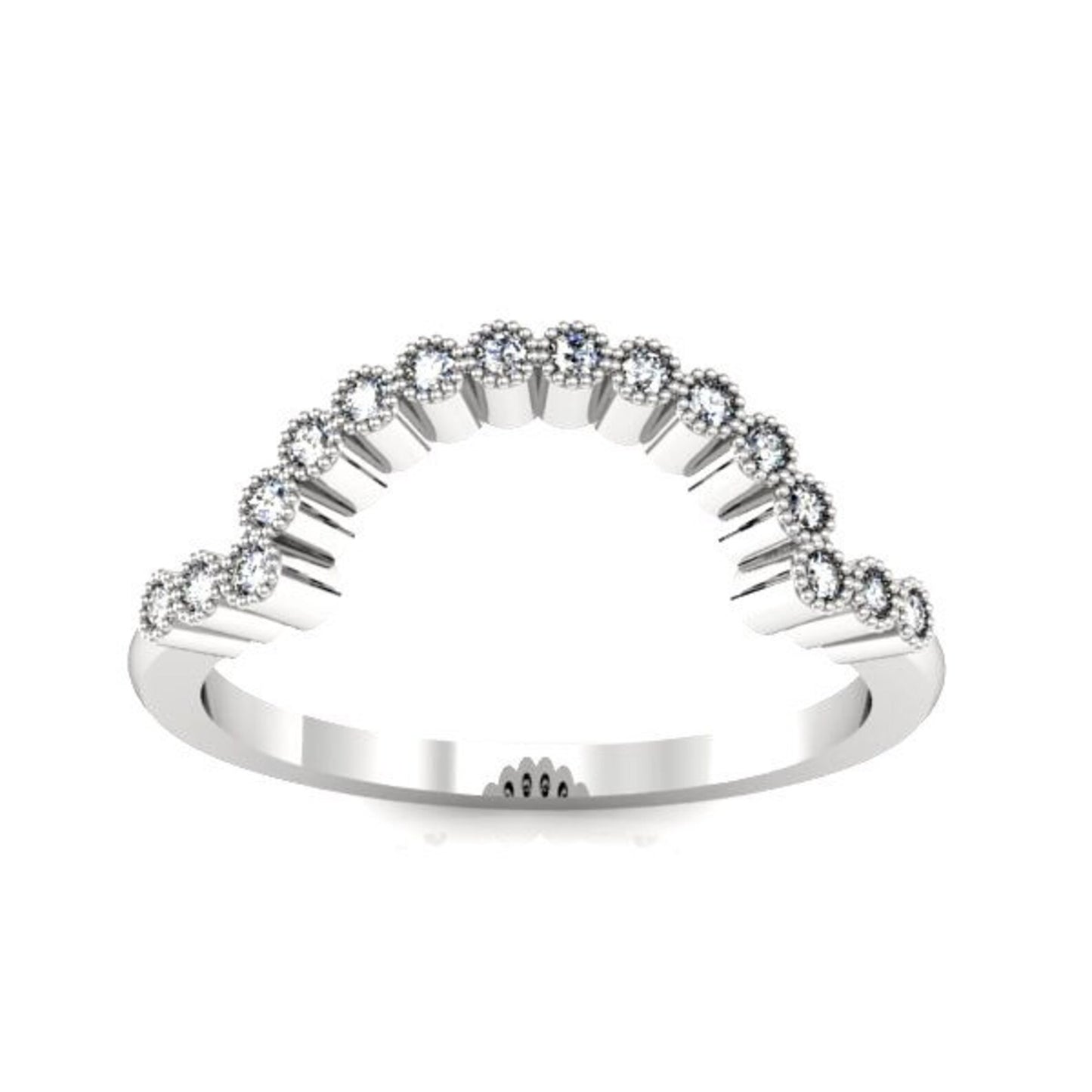 Natural Diamond Tracer Half Eternity 2.3 MM Ring/ Solitaire Diamond Wrap Guard Curve Pave Band/ Diamond Crown Contour Ring/ 14K 18K Platinum