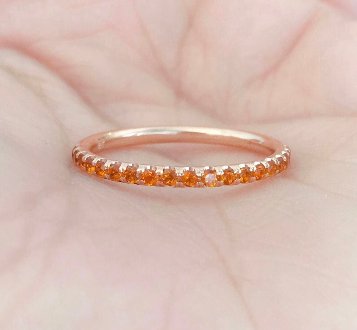 Citrine Pave Half Eternity Band/ 1.8mm Citrine Pave Infinity Ring/ Citrine Guard Band/ Citrine Wedding Anniversary Band/ November Stacking