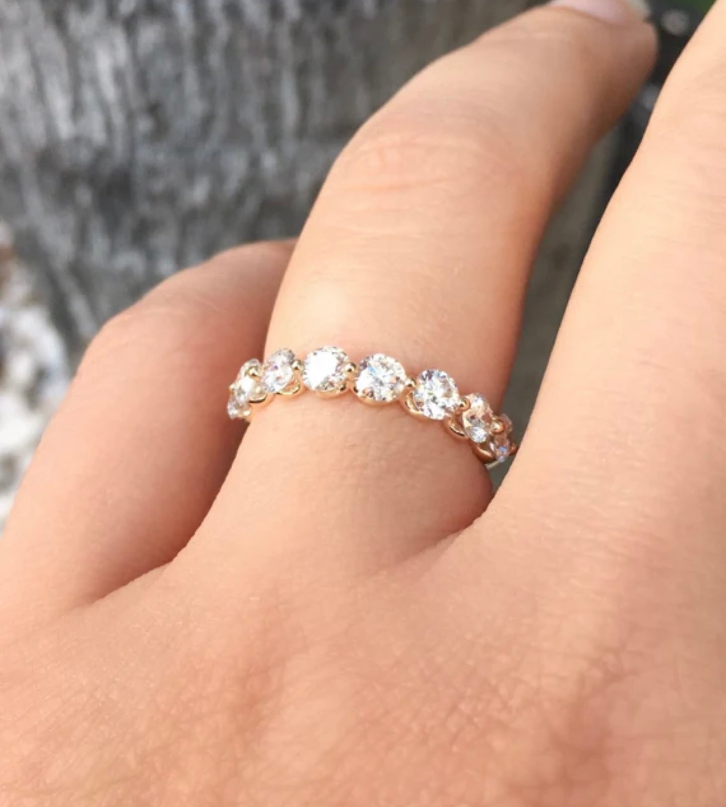 Lab Grown Diamond Bubble Ring/ 3.5mm 8 Stone Floating Diamond Ring/ Prong Set Large Diamond Band/ Women's Wedding Band/ 14K 18K or Platinum