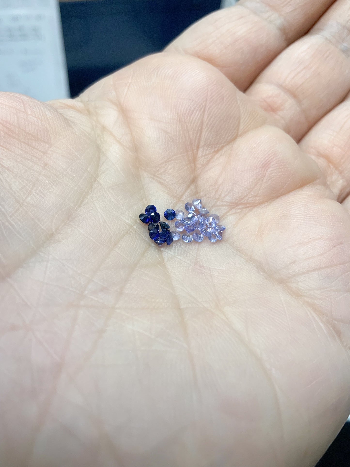 Tanzanite Blue Sapphire Band/ Alternating 2 Birthstone 2.3mm Pave Half Eternity Ring/ Sapphire Tanzanite September December Stacking Ring