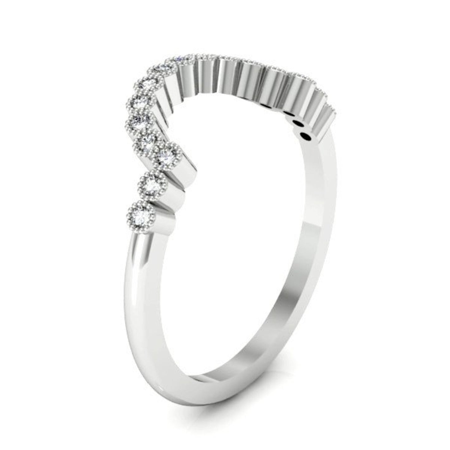 Natural Diamond Tracer Half Eternity 2.3 MM Ring/ Solitaire Diamond Wrap Guard Curve Pave Band/ Diamond Crown Contour Ring/ 14K 18K Platinum