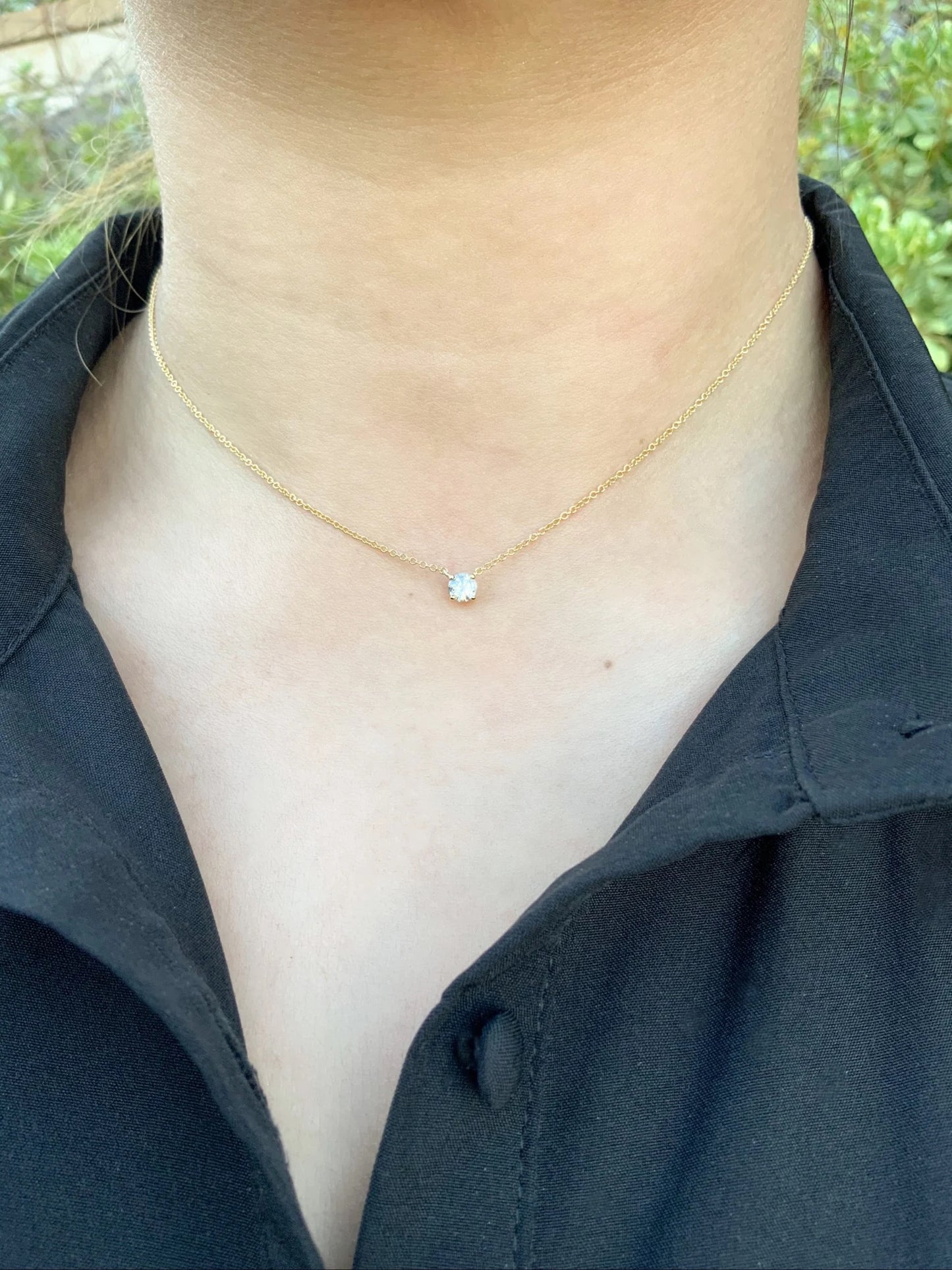 0.50 Ct Diamond Solitaire Layering Necklace/ Half Carat Lab Grown Diamond Minimalist Necklace/ Round 5mm Floating Diamond Pendant on Chain