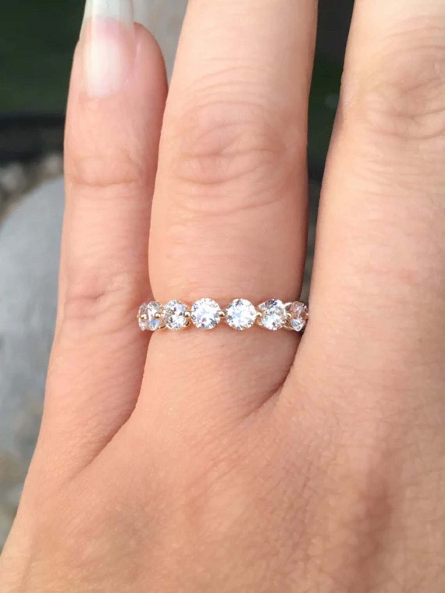 Lab Grown Diamond Bubble Ring/ 3.5mm 8 Stone Floating Diamond Ring/ Prong Set Large Diamond Band/ Women's Wedding Band/ 14K 18K or Platinum