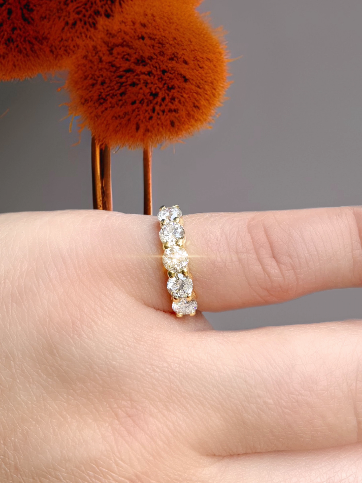 Five Stone Diamond Ring/ 1.5ct Lab Grown Diamond Wedding 5th Anniversary Ring/ 5 Stone Shared Prong Set Ring/ Gold or Platinum/ w Appraisal