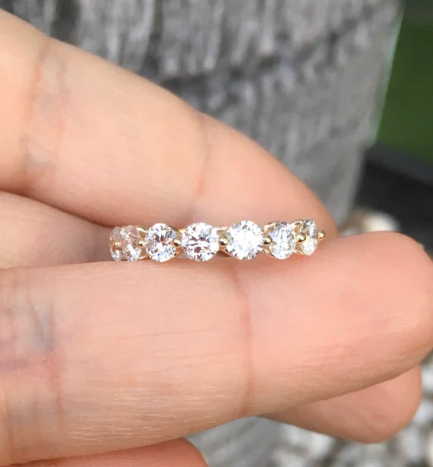 Lab Grown Diamond Bubble Ring/ 3.5mm 8 Stone Floating Diamond Ring/ Prong Set Large Diamond Band/ Women's Wedding Band/ 14K 18K or Platinum