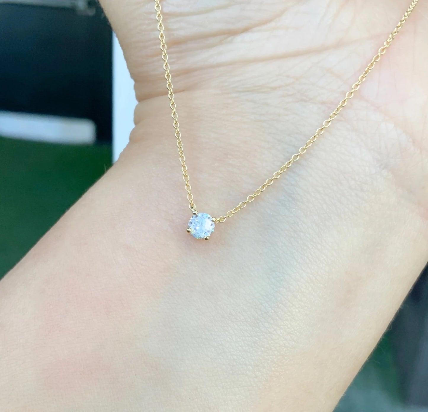 0.50 Ct Diamond Solitaire Layering Necklace/ Half Carat Lab Grown Diamond Minimalist Necklace/ Round 5mm Floating Diamond Pendant on Chain