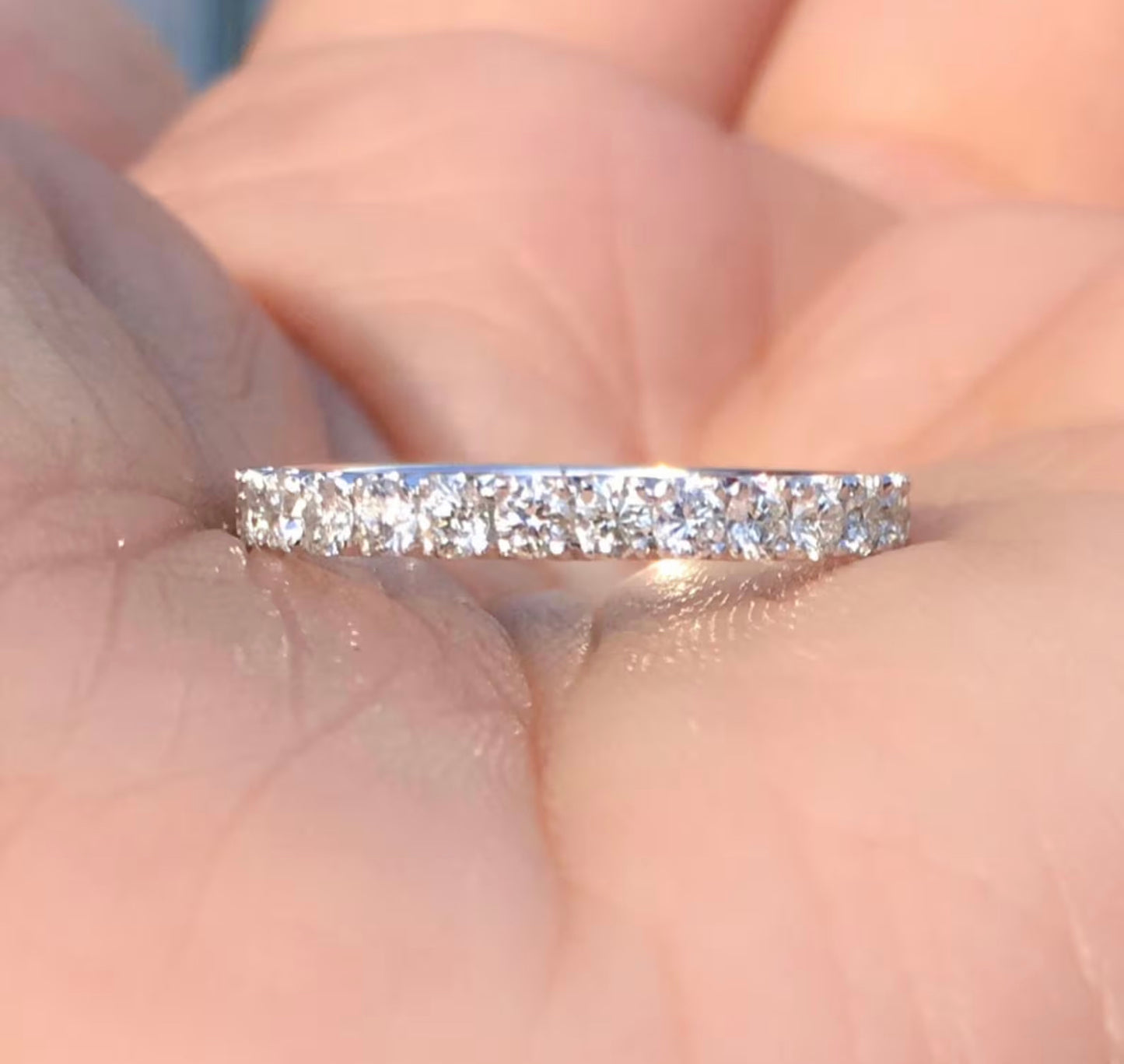 2.5mm Platinum Half Eternity Lab Grown Diamond Pave Band