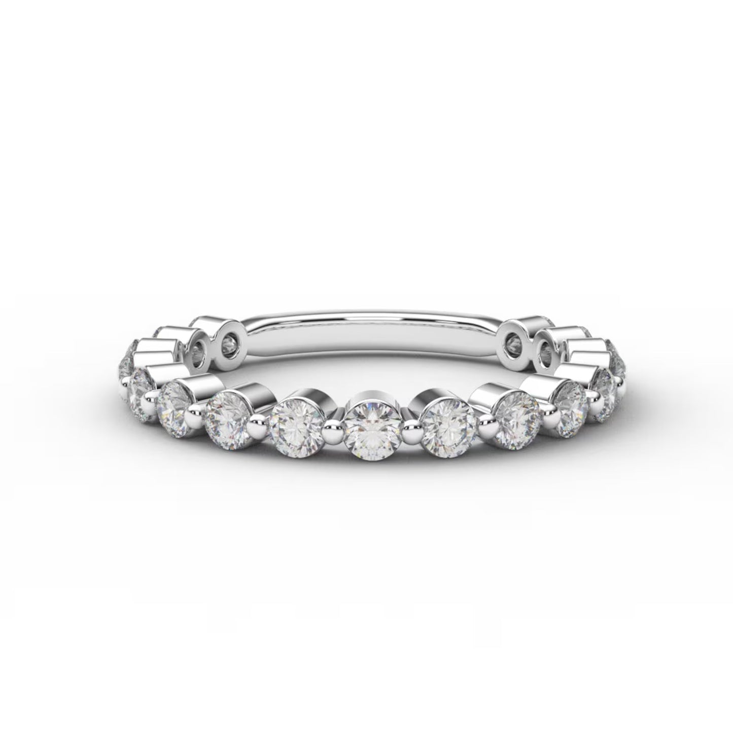 3/4 Eternity Lab Grown Diamond Band/ 2.3mm Floating Bubble Ring/ Shared Prong Lab Diamond Wedding Band/ Stacking Ring/ 10K 14K 18K Platinum
