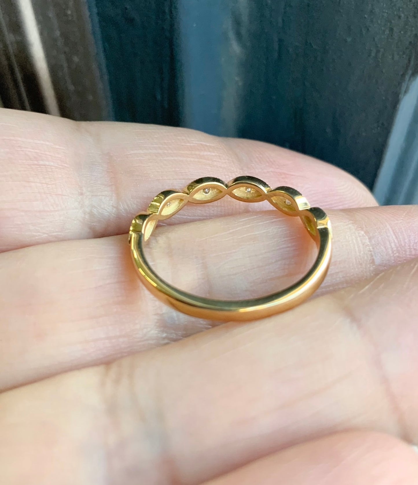 Diamond Milgrain Marquise Ring/ 3mm Half Eternity Wedding Band/ Marquise Shapes w 3 Natural Diamonds/ Unique Diamond Stacking/ Gold Platinum