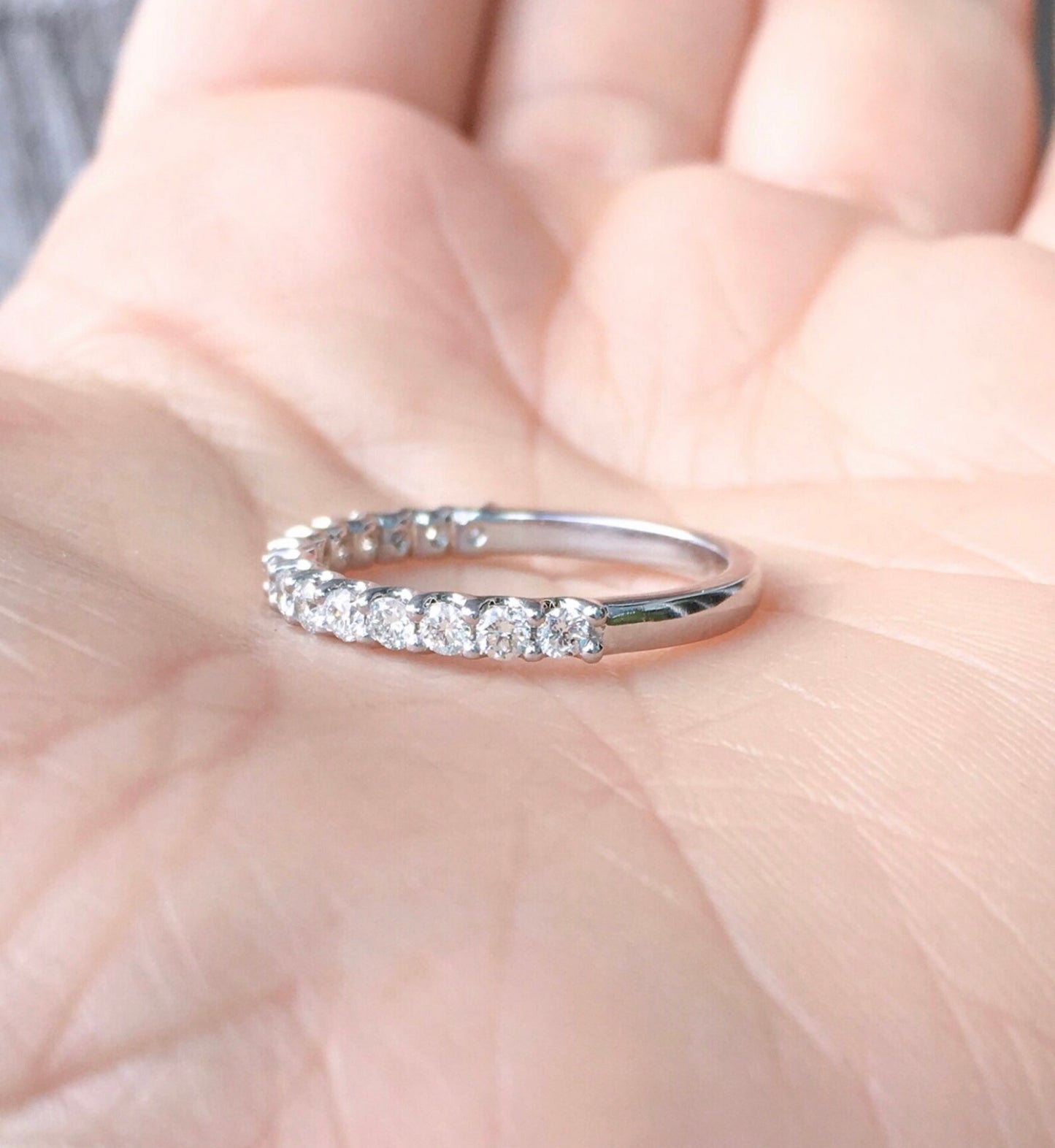 Lab Grown Diamond Half Eternity Ring/ U Prong Set 2.3mm/ Lab Grown Diamond Wedding Band/ Diamond Stacking Ring/ Solid Gold or Platinum