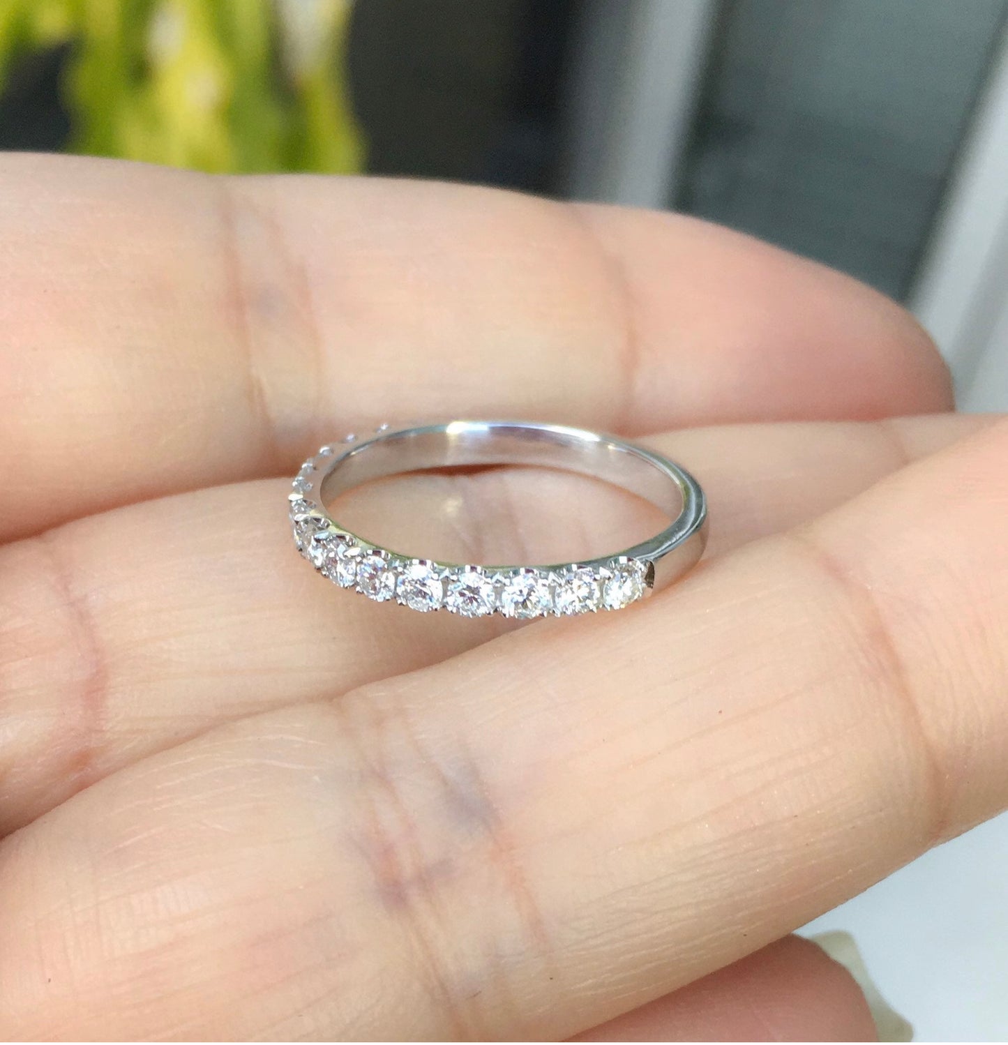 2.5mm Platinum Half Eternity Lab Grown Diamond Pave Band