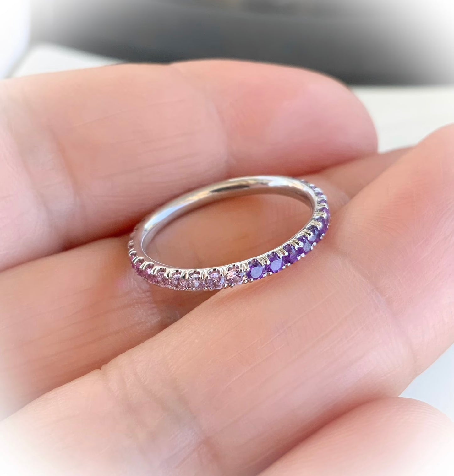 Reserved for Stefanie ONLY/ 3mm Custom Ombre Pave Infinity Ring
