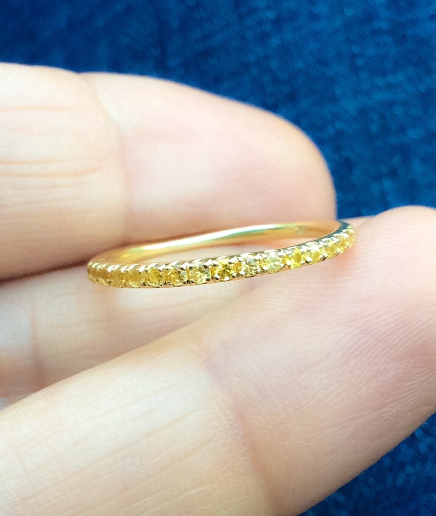 Reserved for Ashley Only/ 10K Yellow Gold 1.5mm Delicate Light Yellow Sapphire Full Eternity Ring in Size 2