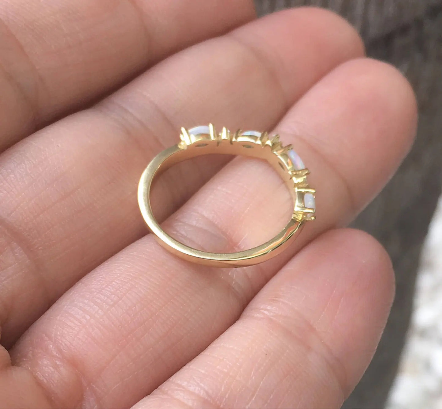 Opal Shadow Bands Curved Diamond Opal Contour Ring Tracer Guard Band Opal Ring Wraps Diamond Opal Enhancer Ring Two Crown Bands Opal Diamond