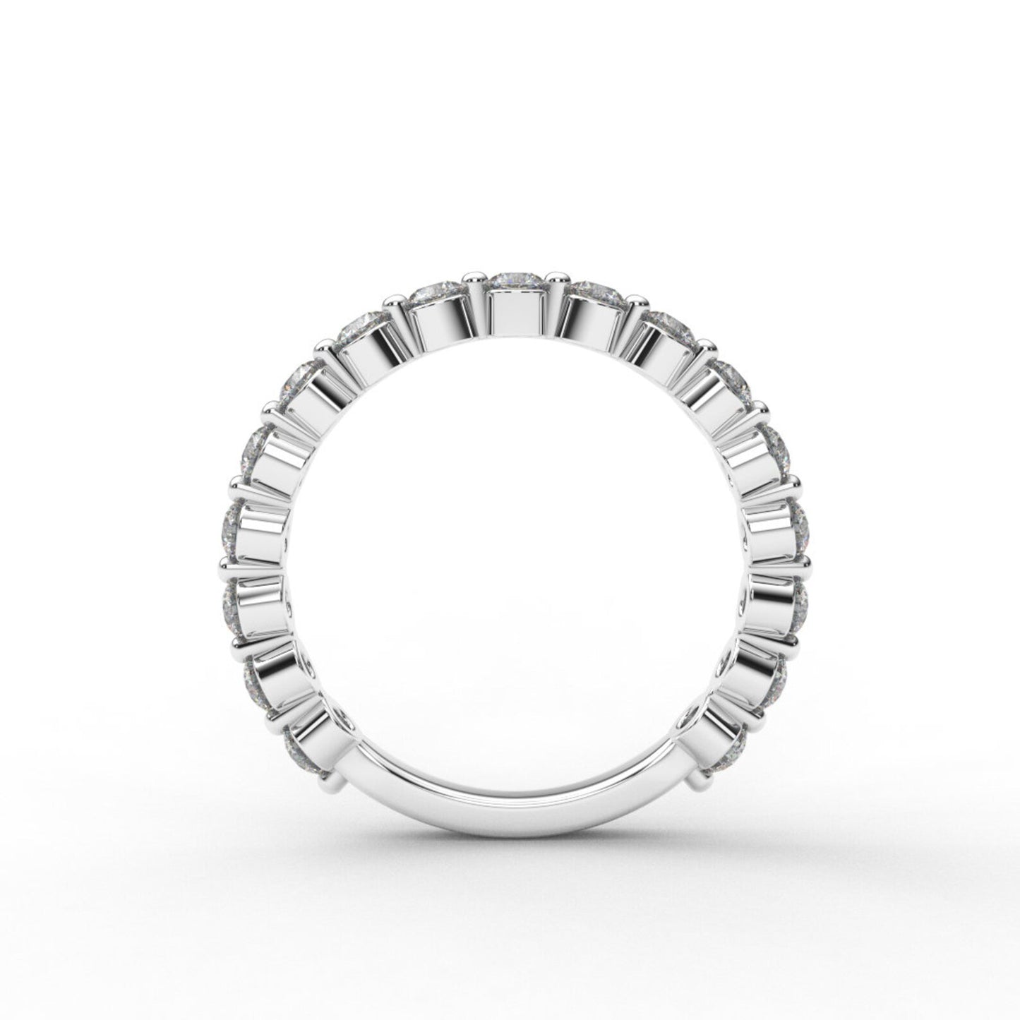 3/4 Eternity Lab Grown Diamond Band/ 2.3mm Floating Bubble Ring/ Shared Prong Lab Diamond Wedding Band/ Stacking Ring/ 10K 14K 18K Platinum
