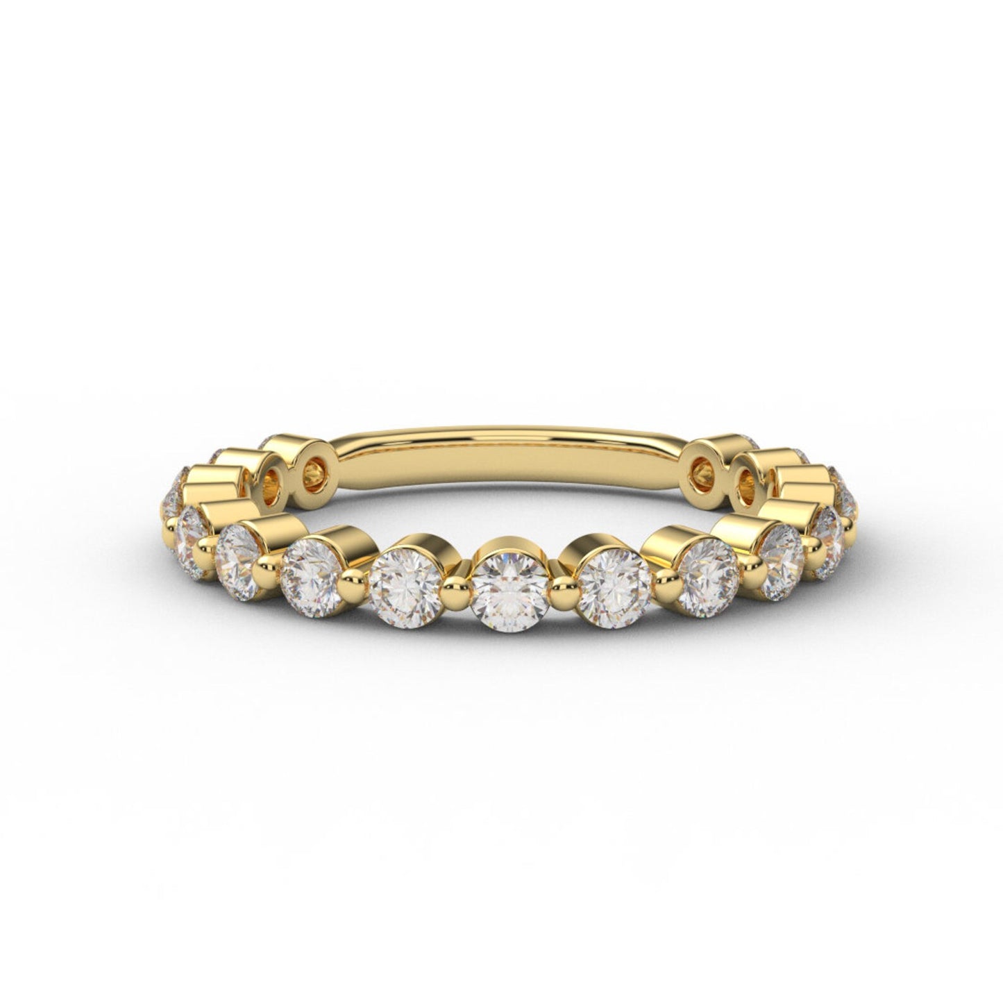 3/4 Eternity Lab Grown Diamond Band/ 2.3mm Floating Bubble Ring/ Shared Prong Lab Diamond Wedding Band/ Stacking Ring/ 10K 14K 18K Platinum