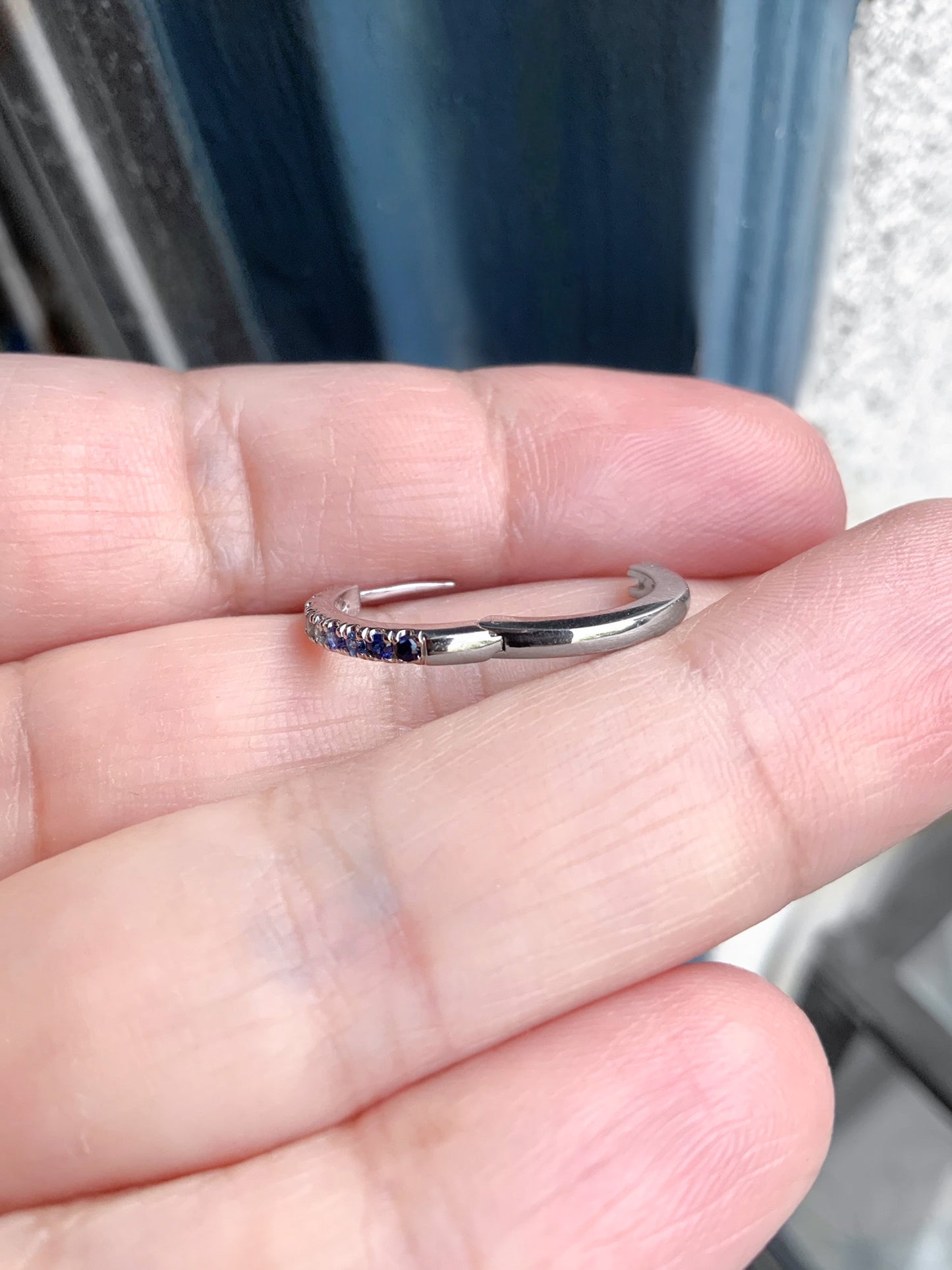 Gradient Blue Green Huggie Hoop Earring/ 12mm Pave/ Mermaid Coastal Beach Color Ombre Sapphire Aquamarine Alexandrite Diamond SINGLE or PAIR