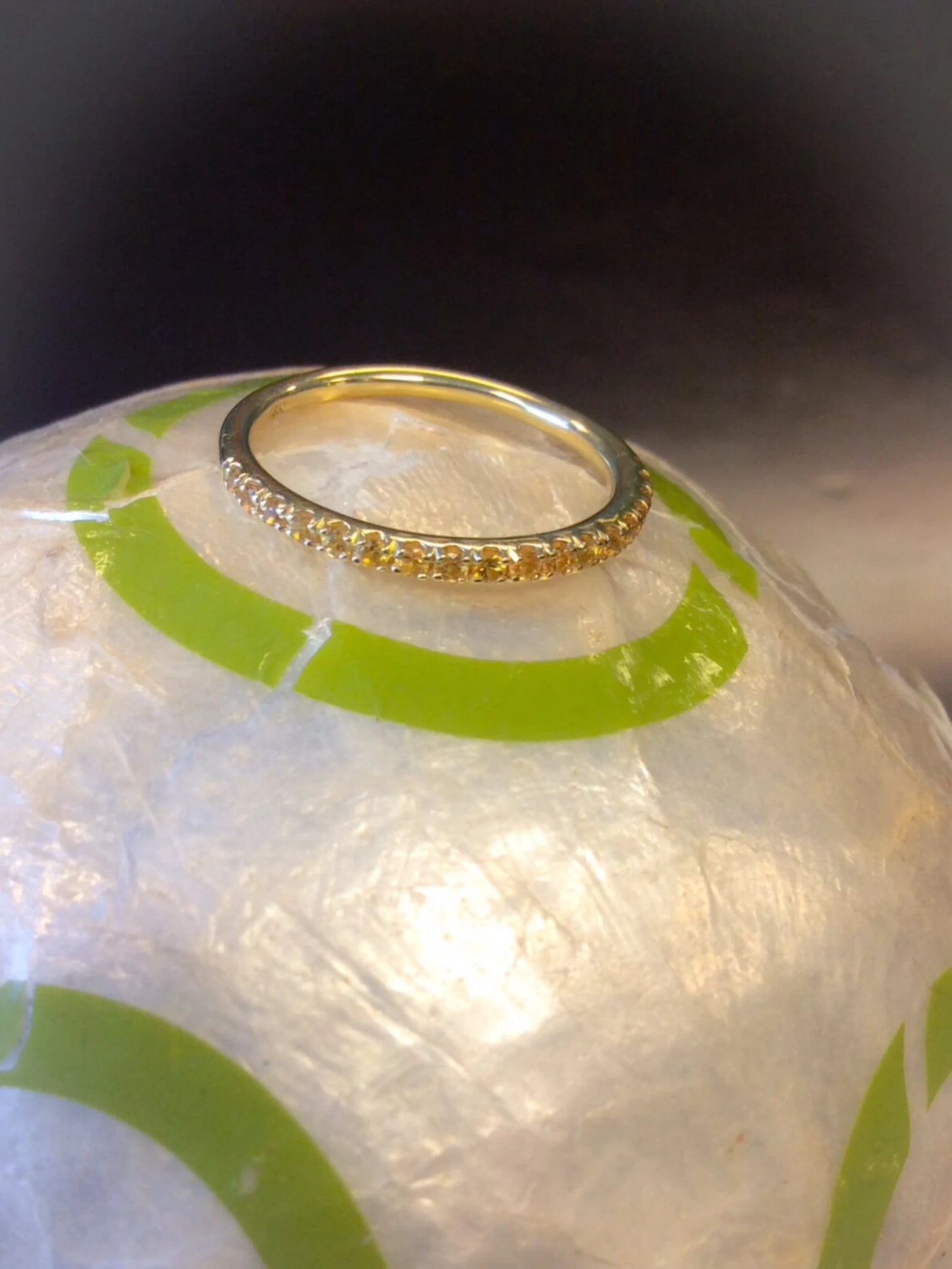 Citrine Eternity Band Ring/ 2mm Pave Half Eternity Wedding Anniversary Ring/ Citrine Stacking Guard Ring/ Citrine November Birthstone Ring