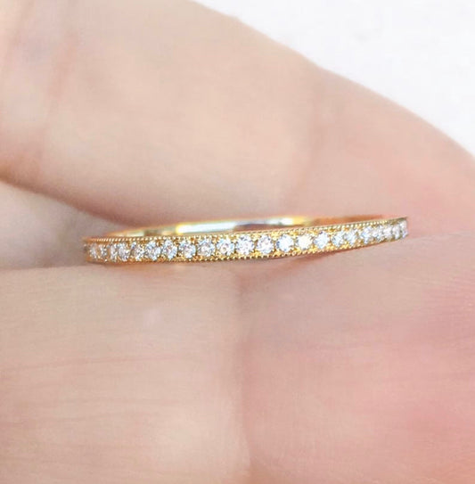 Reserved for akladner ONLY/ 18K 2mm 3/4 Eternity Milgrain Band with Pave Set Natural Diamonds