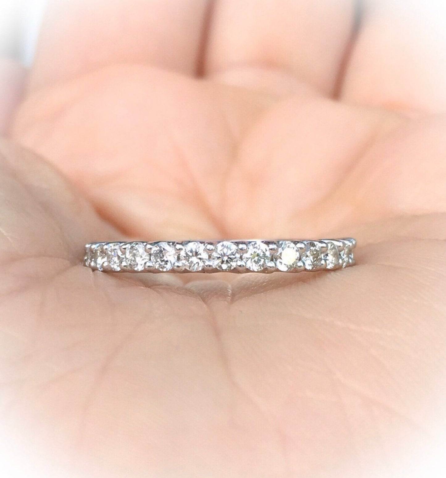 Lab Grown Diamond Half Eternity Ring/ U Prong Set 2.3mm/ Lab Grown Diamond Wedding Band/ Diamond Stacking Ring/ Solid Gold or Platinum