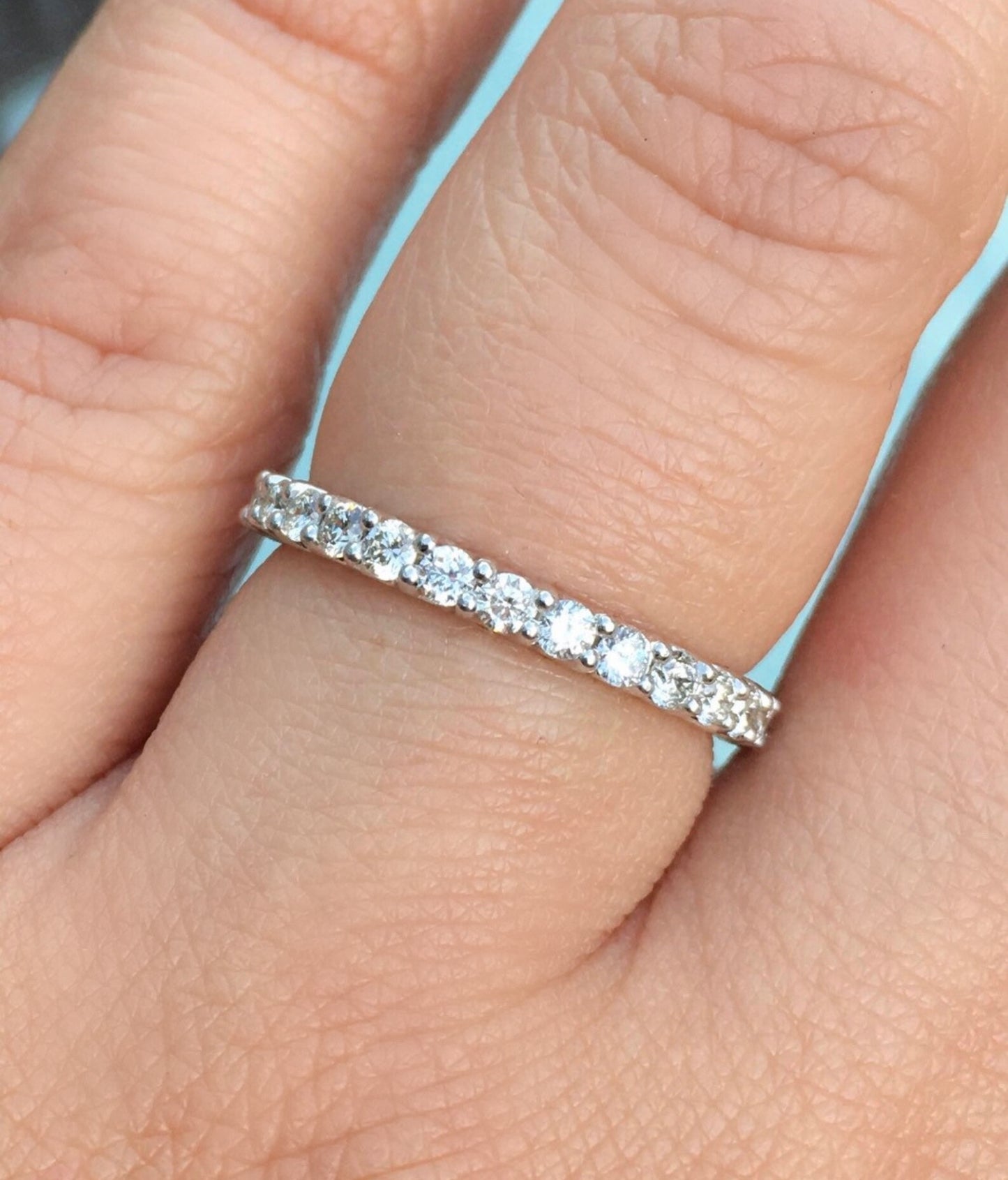Lab Grown Diamond Half Eternity Ring/ U Prong Set 2.3mm/ Lab Grown Diamond Wedding Band/ Diamond Stacking Ring/ Solid Gold or Platinum