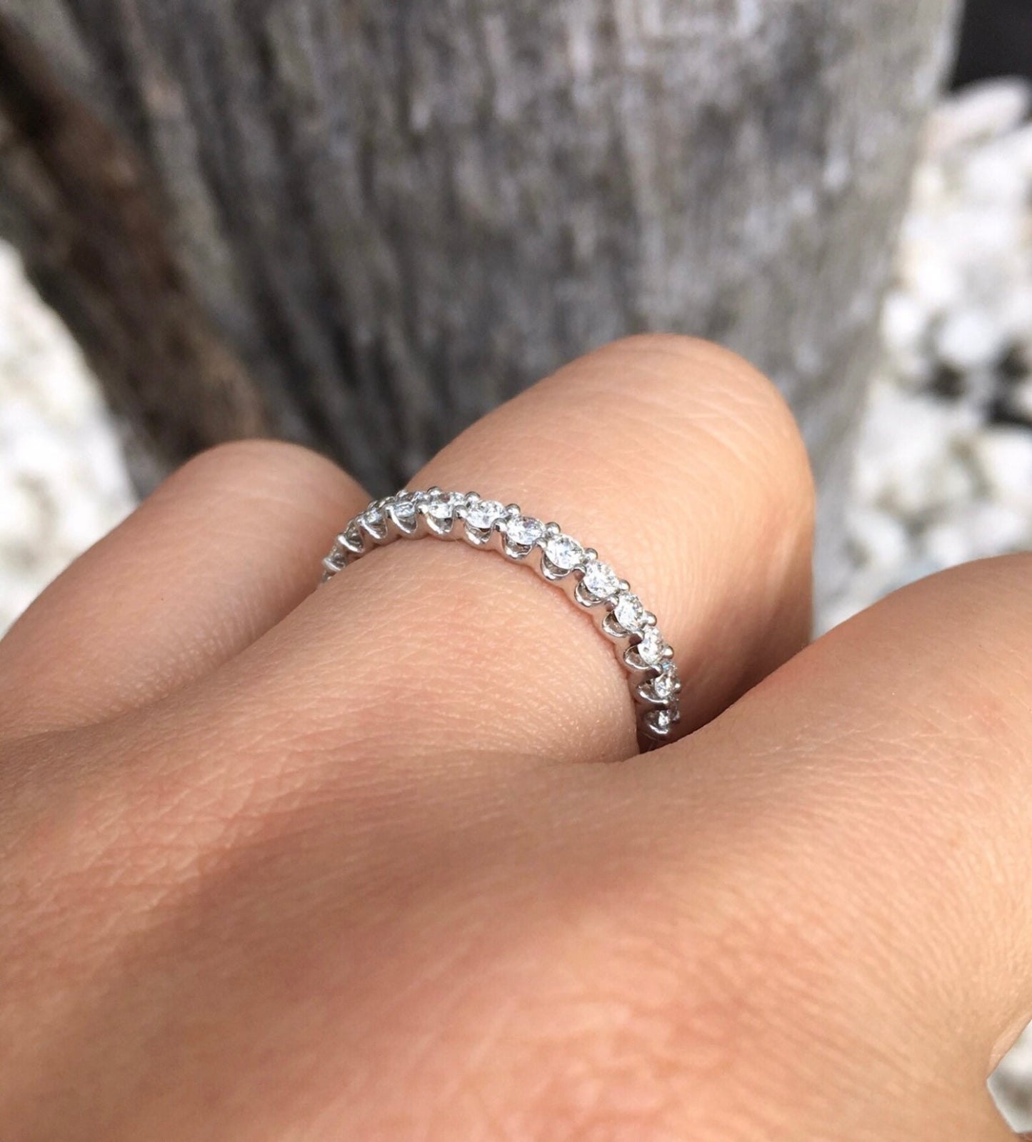 Lab Grown Diamond Half Eternity Ring/ U Prong Set 2.3mm/ Lab Grown Diamond Wedding Band/ Diamond Stacking Ring/ Solid Gold or Platinum