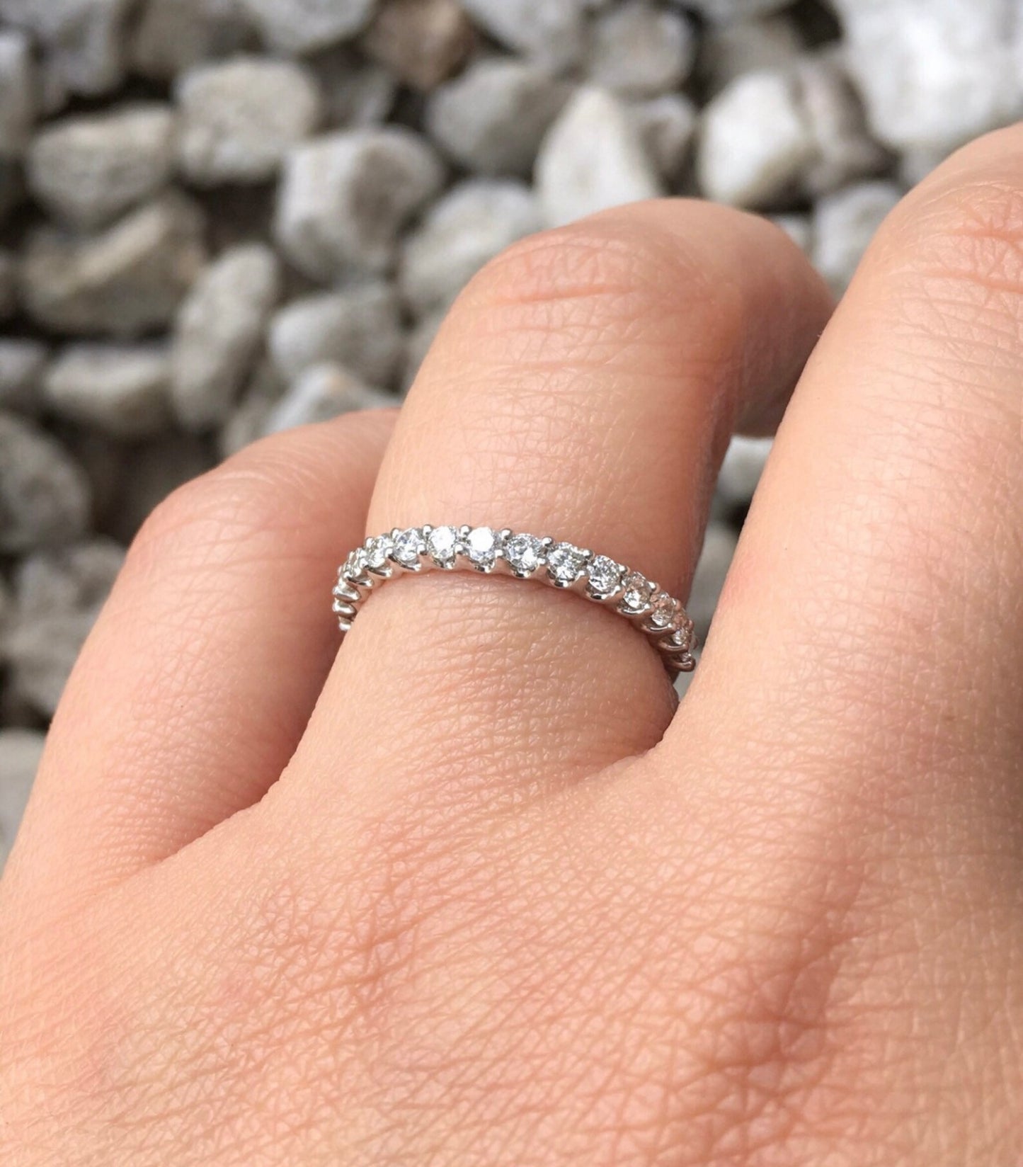 Lab Grown Diamond Half Eternity Ring/ U Prong Set 2.3mm/ Lab Grown Diamond Wedding Band/ Diamond Stacking Ring/ Solid Gold or Platinum