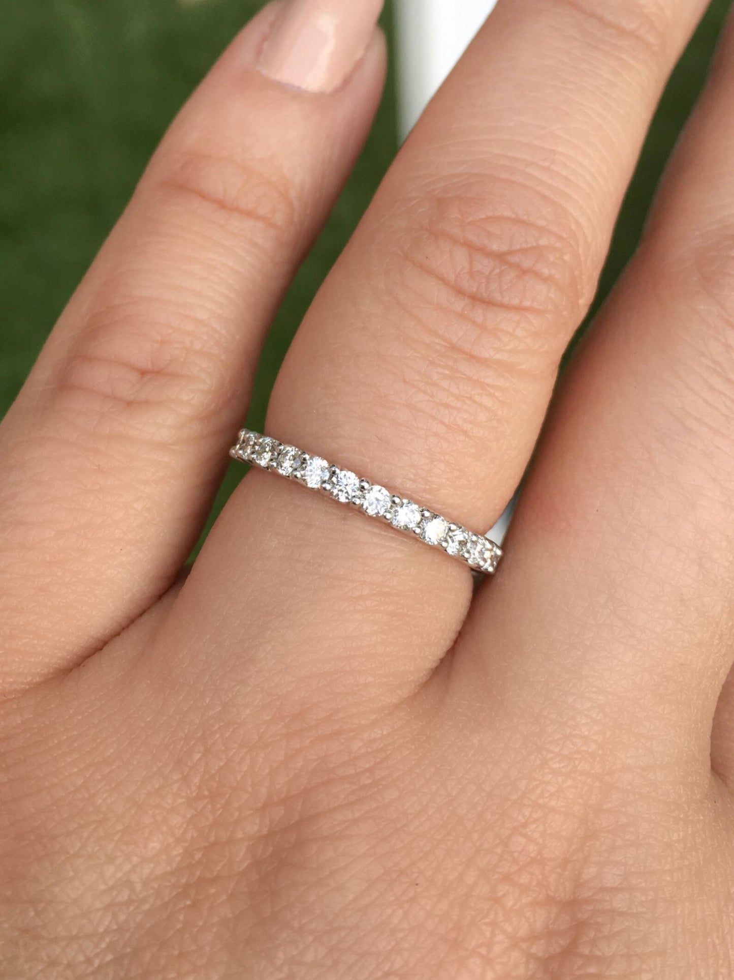 Lab Grown Diamond Half Eternity Ring/ U Prong Set 2.3mm/ Lab Grown Diamond Wedding Band/ Diamond Stacking Ring/ Solid Gold or Platinum