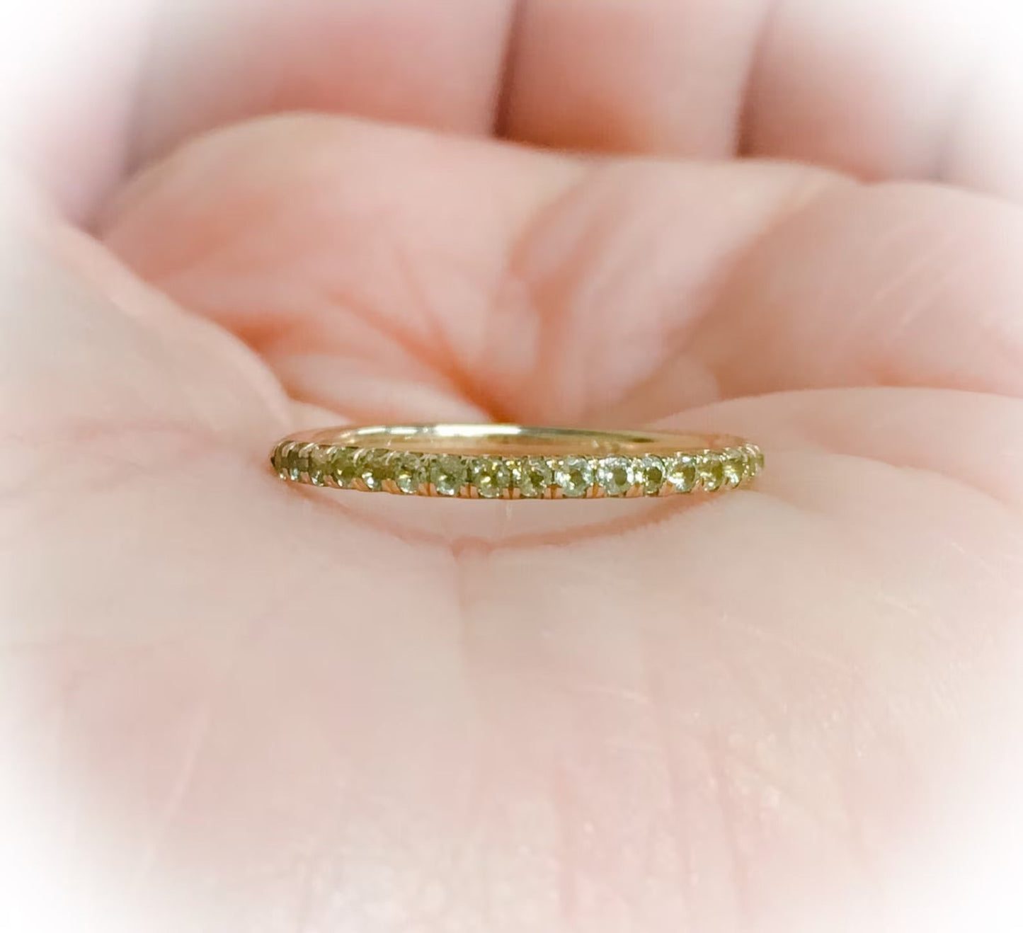 Reserved for Melanie/ Pave Set Peridot Band