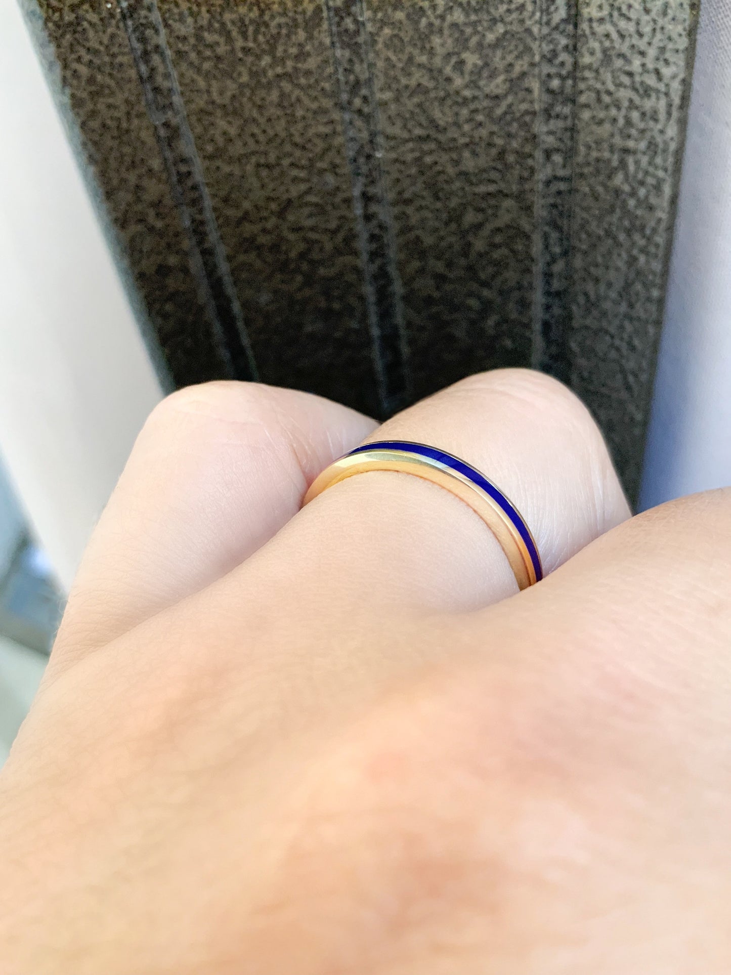 Navy Blue Enamel Band Ring/ 2.5mm Unisex Colored Enamel Stacking Ring/ His & Hers Enamel Wedding Band/ Solid Gold 10K, 14K, 18K or Platinum