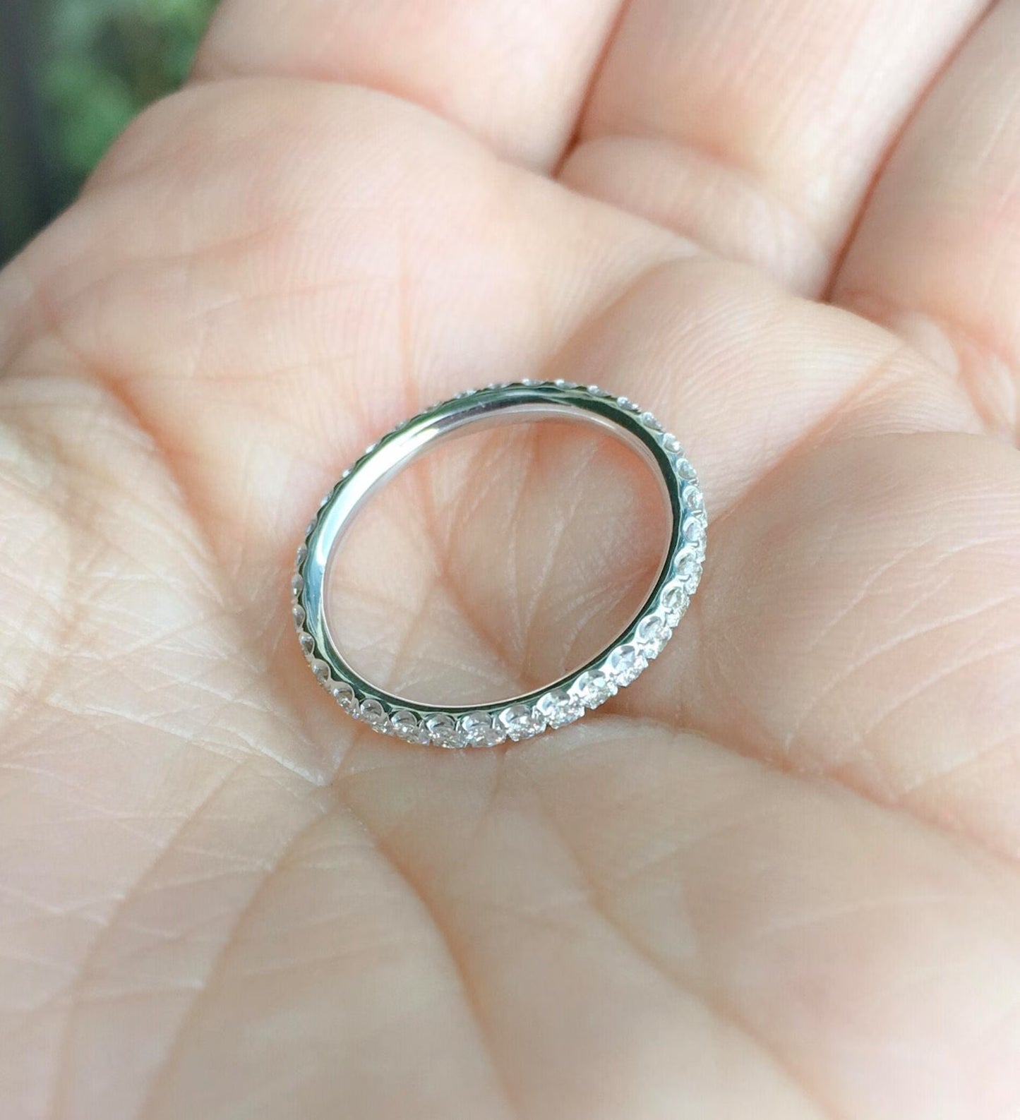 Women Full Eternity Lab Grown Diamond Ring/ 2 mm Diamond Infinity Pave Wedding Band/ Diamond Anniversary Stack, Guard Ring/ 14K 18K Platinum