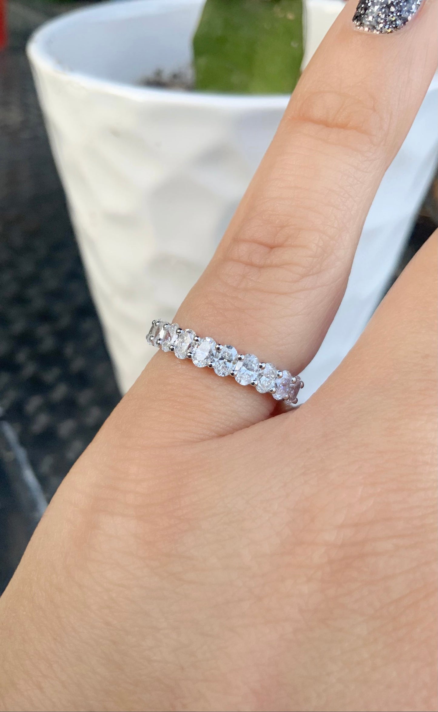 Reserved for Jennifer ONLY/ Oval Lab Grown Diamond Eternity Ring with APPRAISAL CERTIFICATE