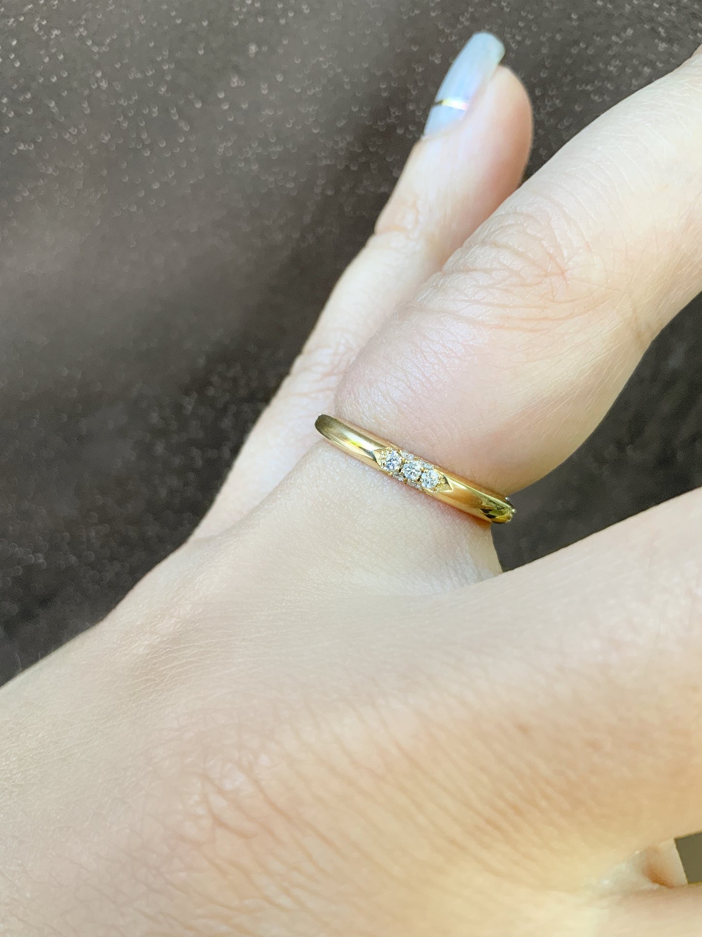 Women's Wedding Band/ Cluster Diamond Stacking Ring/ Modern Plain 2.5mm Band with Four 7 Diamond Clusters/ 10K, 14K, 18K or Platinum Band