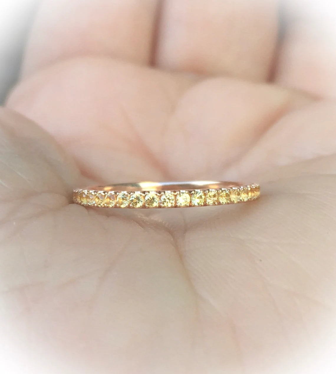 Yellow Sapphire Band Full Eternity Pave Sapphire Band Yellow Sapphire Wedding Ring Anniversary 1.7mm Yellow Sapphire Infinity September Band